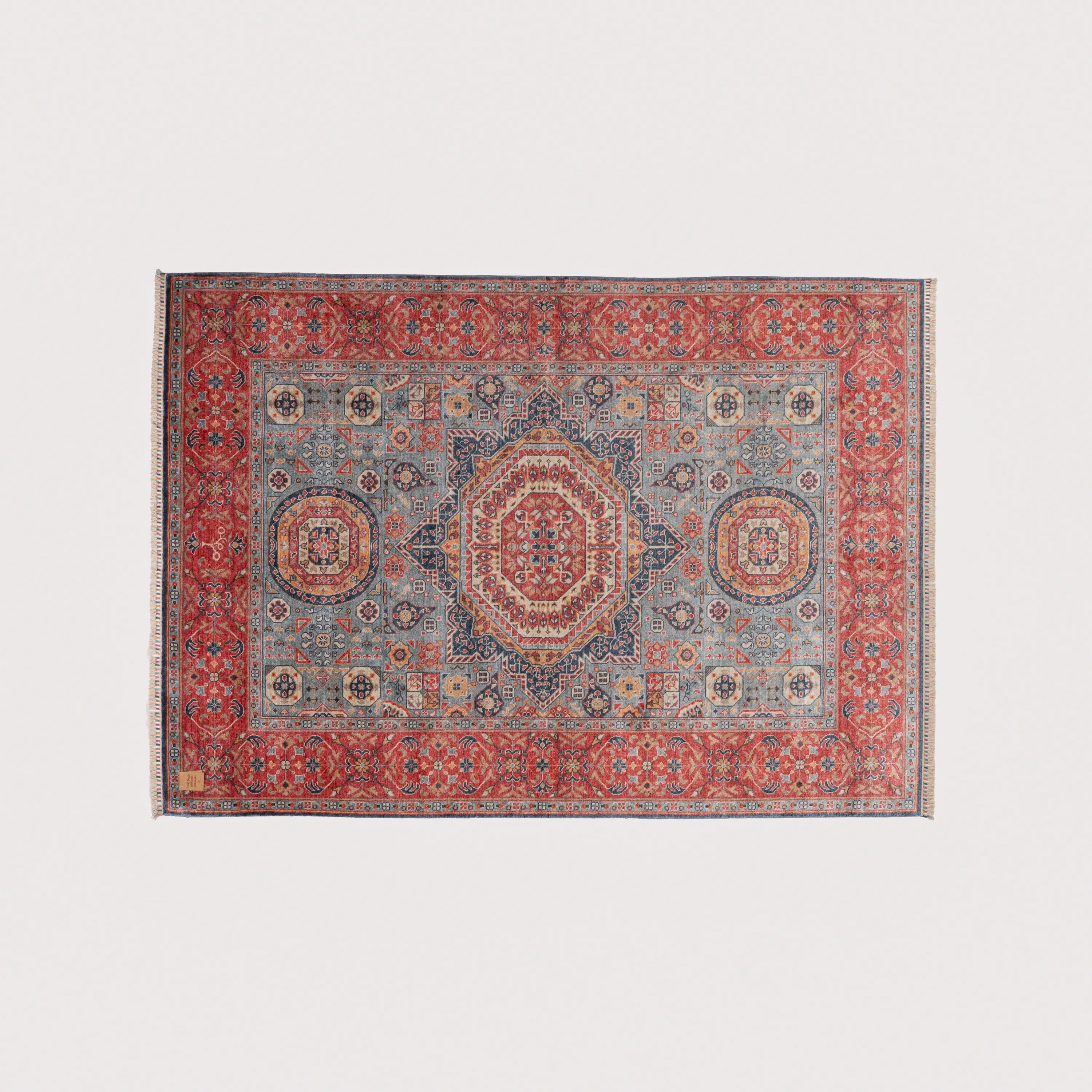 Zade Series Mamluk Pattern Blue Loom Woven Rug