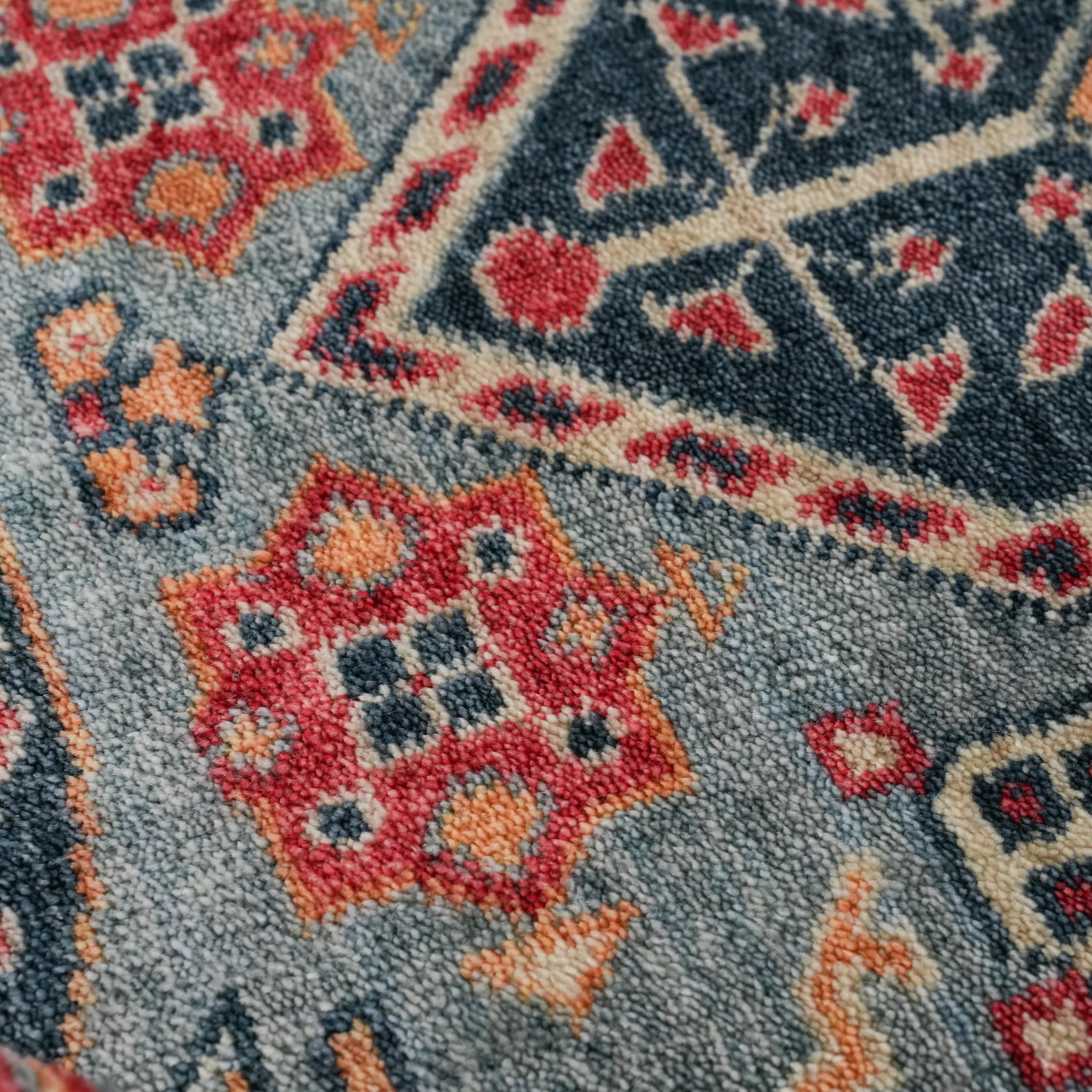 Zade Series Mamluk Pattern Blue Loom Woven Rug