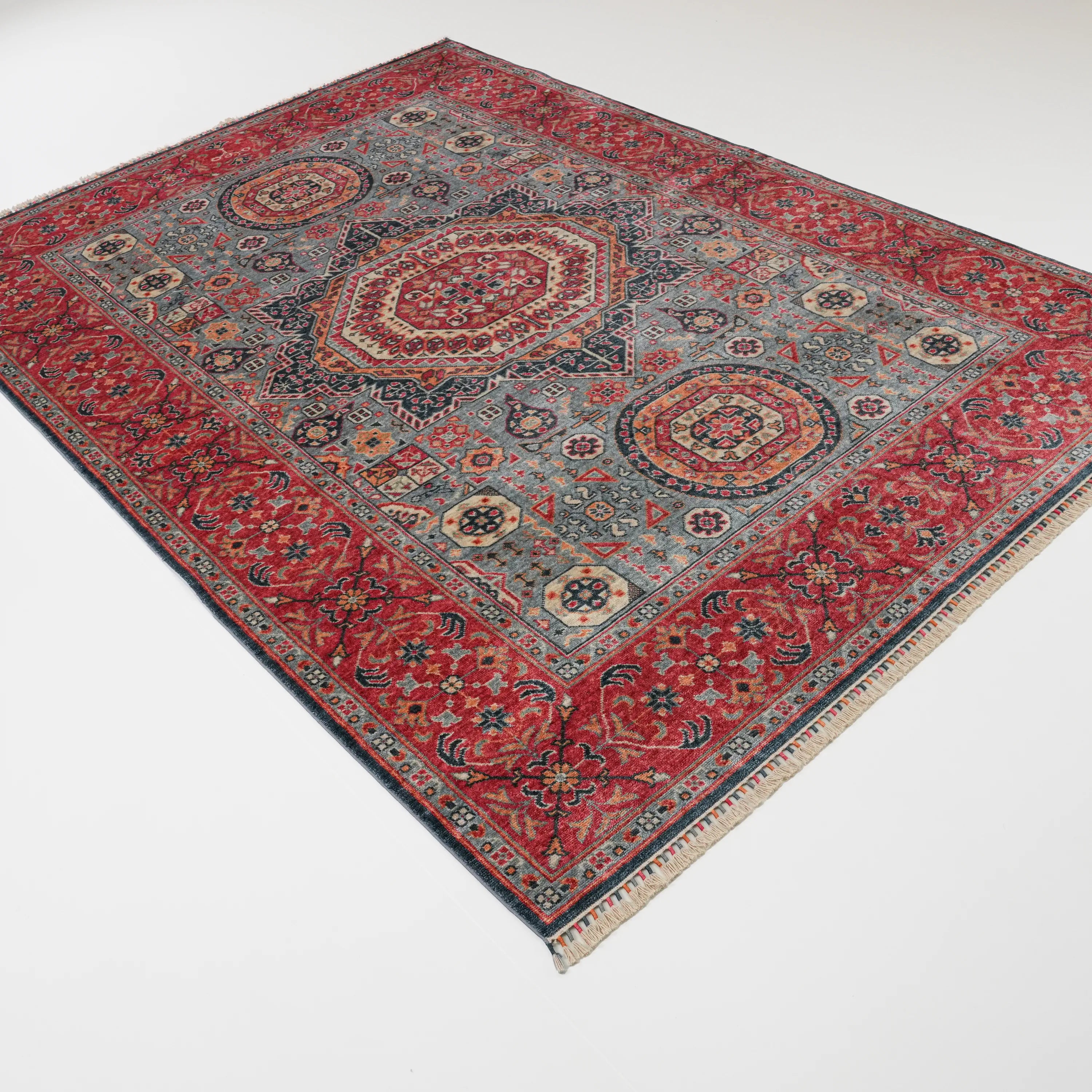 Zade Series Mamluk Pattern Blue Loom Woven Rug