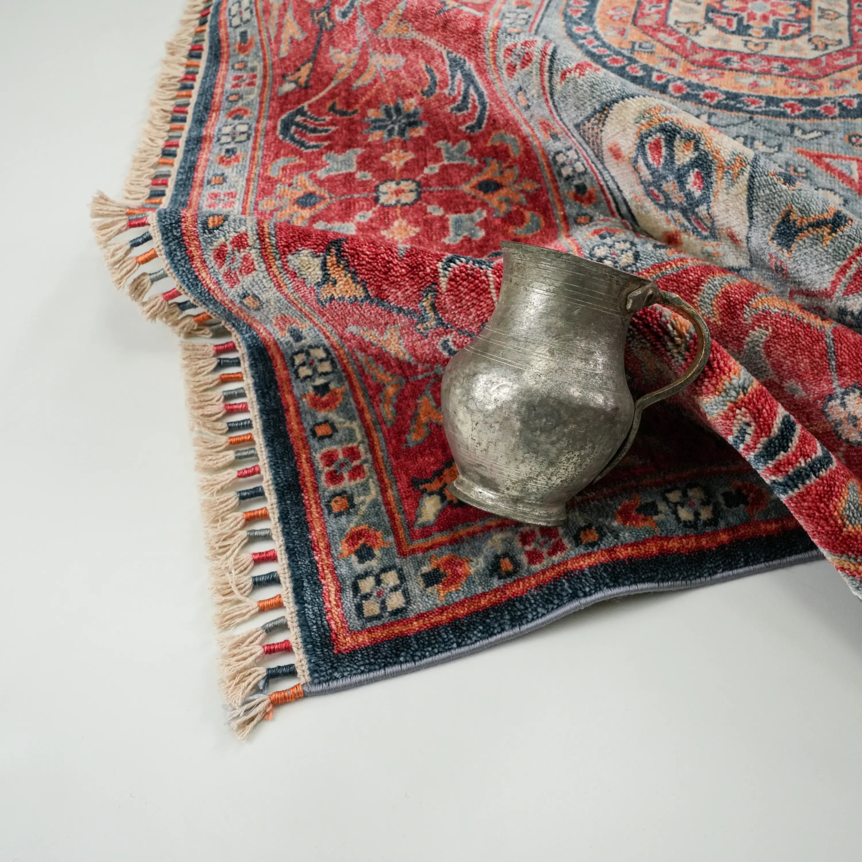 Zade Series Mamluk Pattern Blue Loom Woven Rug