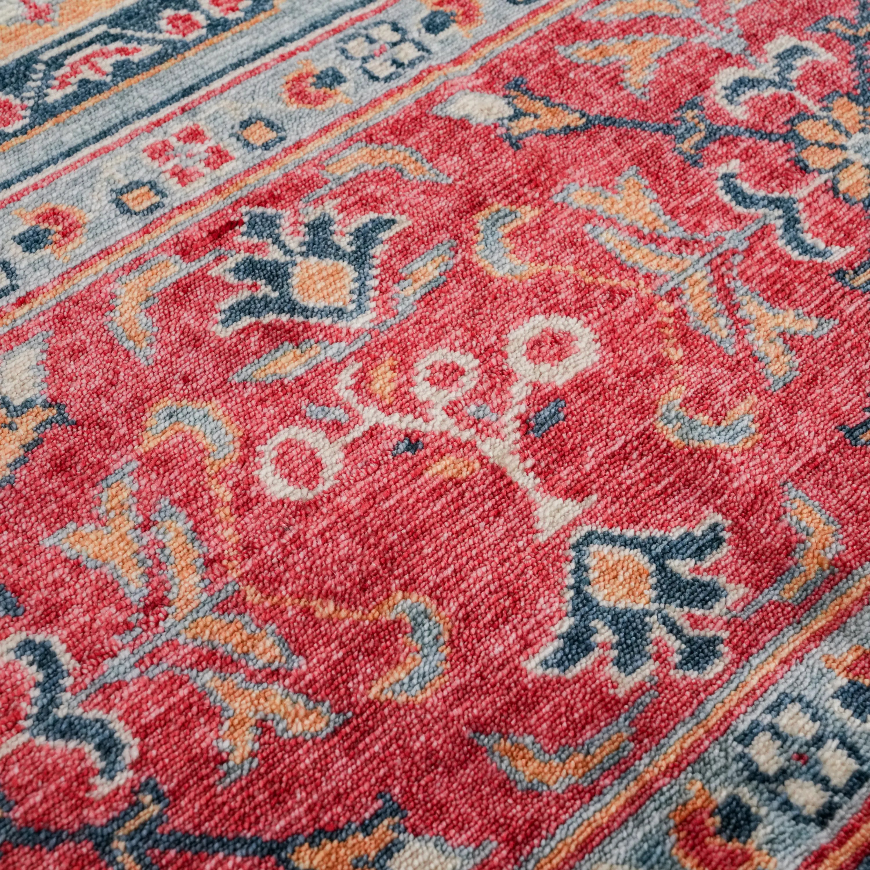 Zade Series Mamluk Pattern Blue Loom Woven Rug