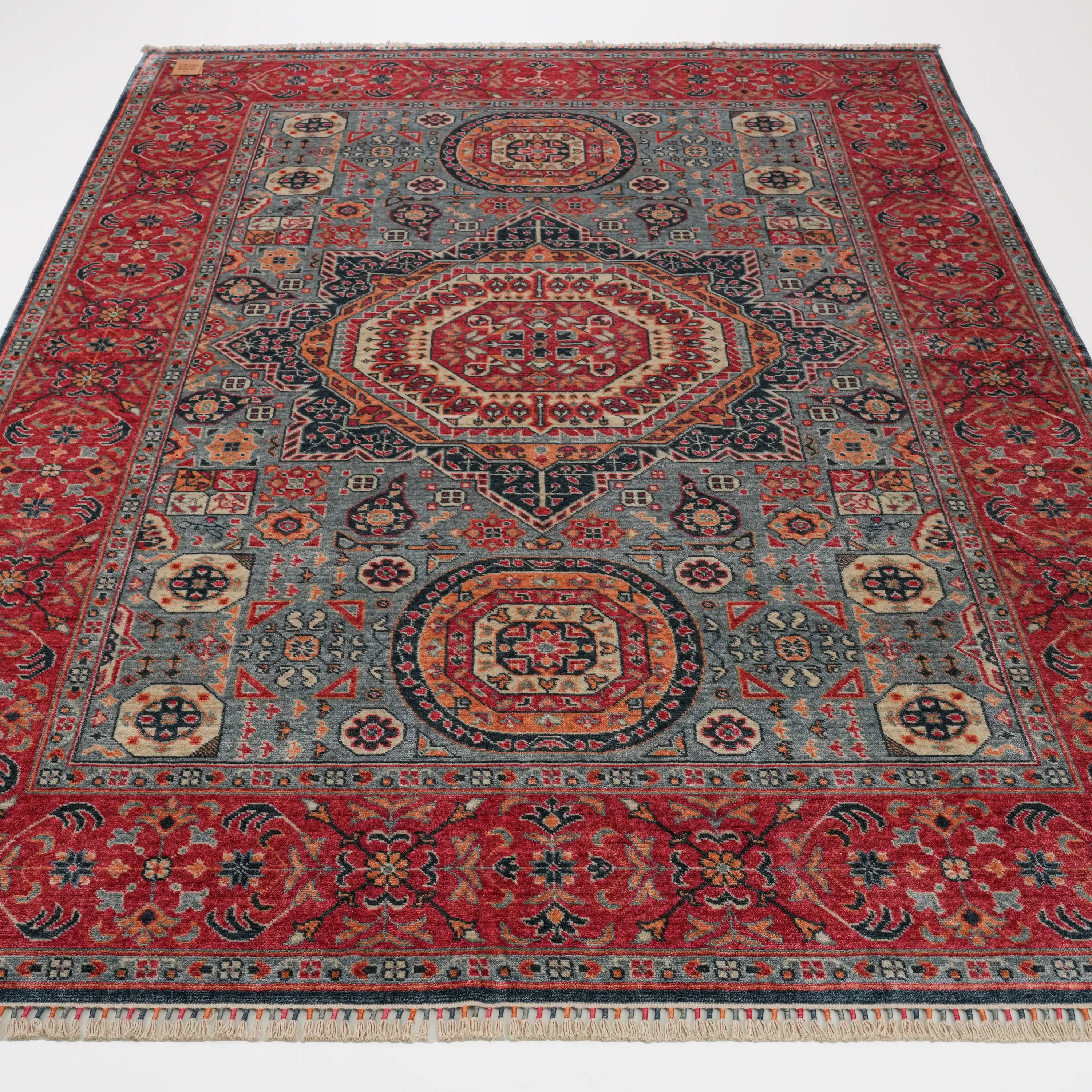 Zade Series Mamluk Pattern Blue Loom Woven Rug