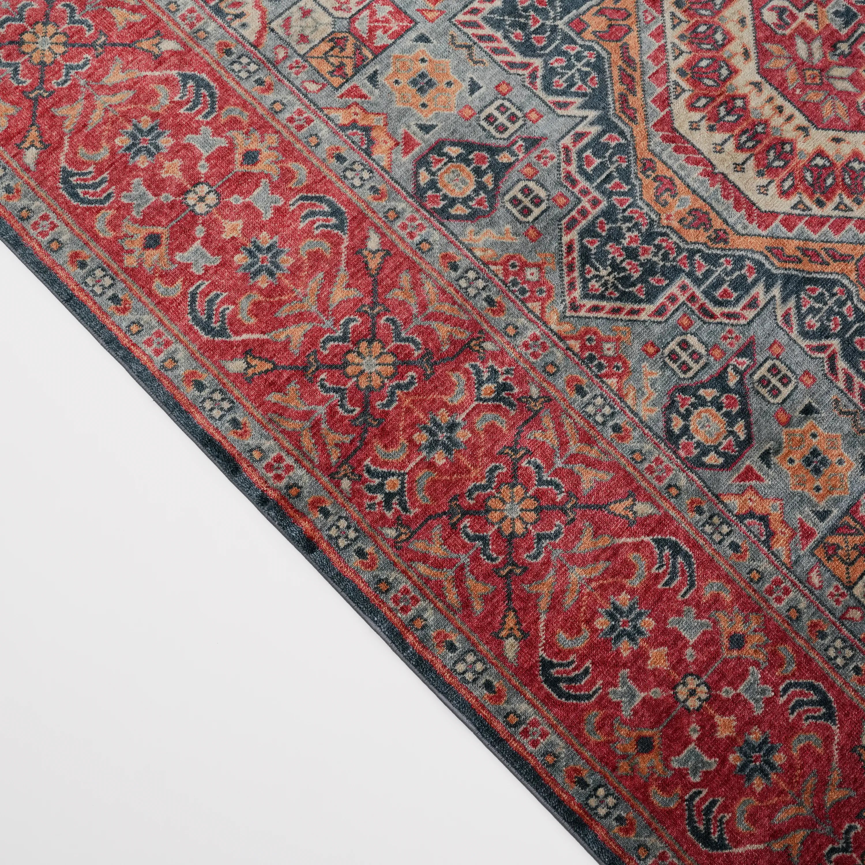 Zade Series Mamluk Pattern Blue Loom Woven Rug