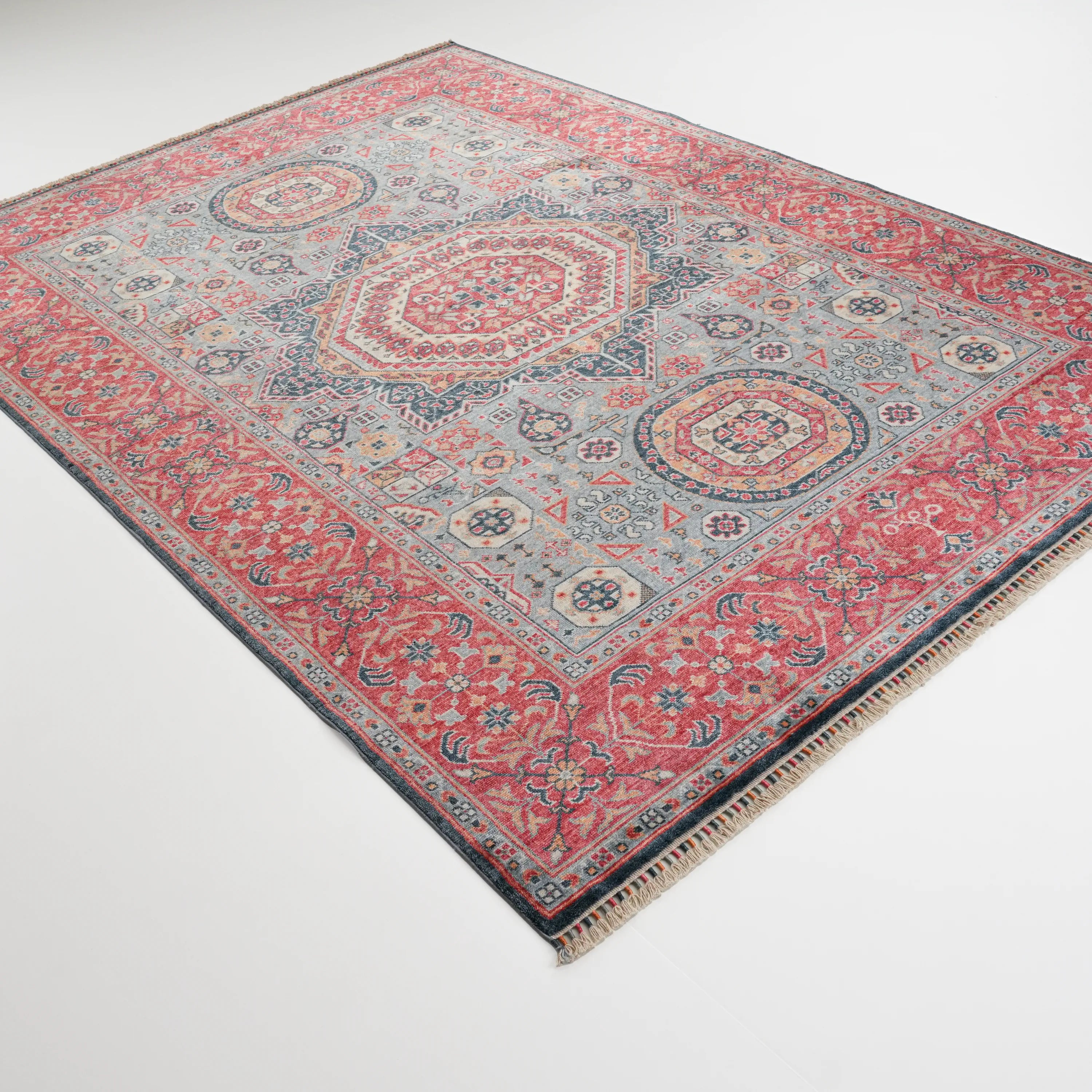 Zade Series Mamluk Pattern Blue Loom Woven Rug
