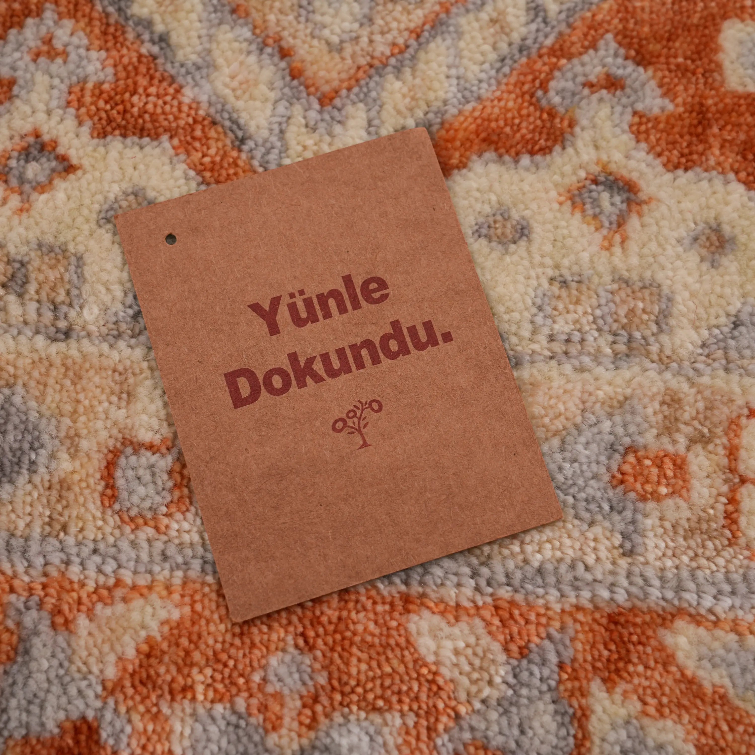 Zade Series Mamluk Patterned Terra Loom-Woven Natural Rug