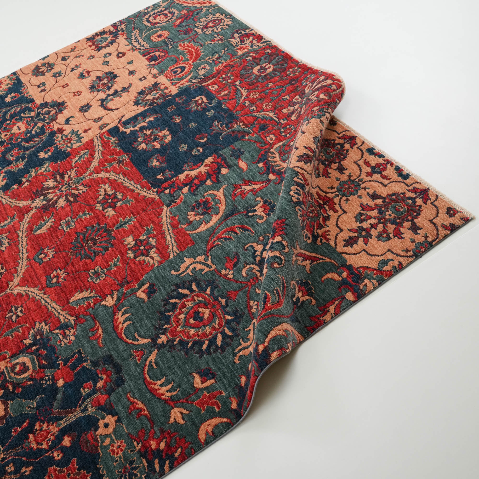 Zade Series Patchwork Patterned Colorful Wool Loom Woven Rug