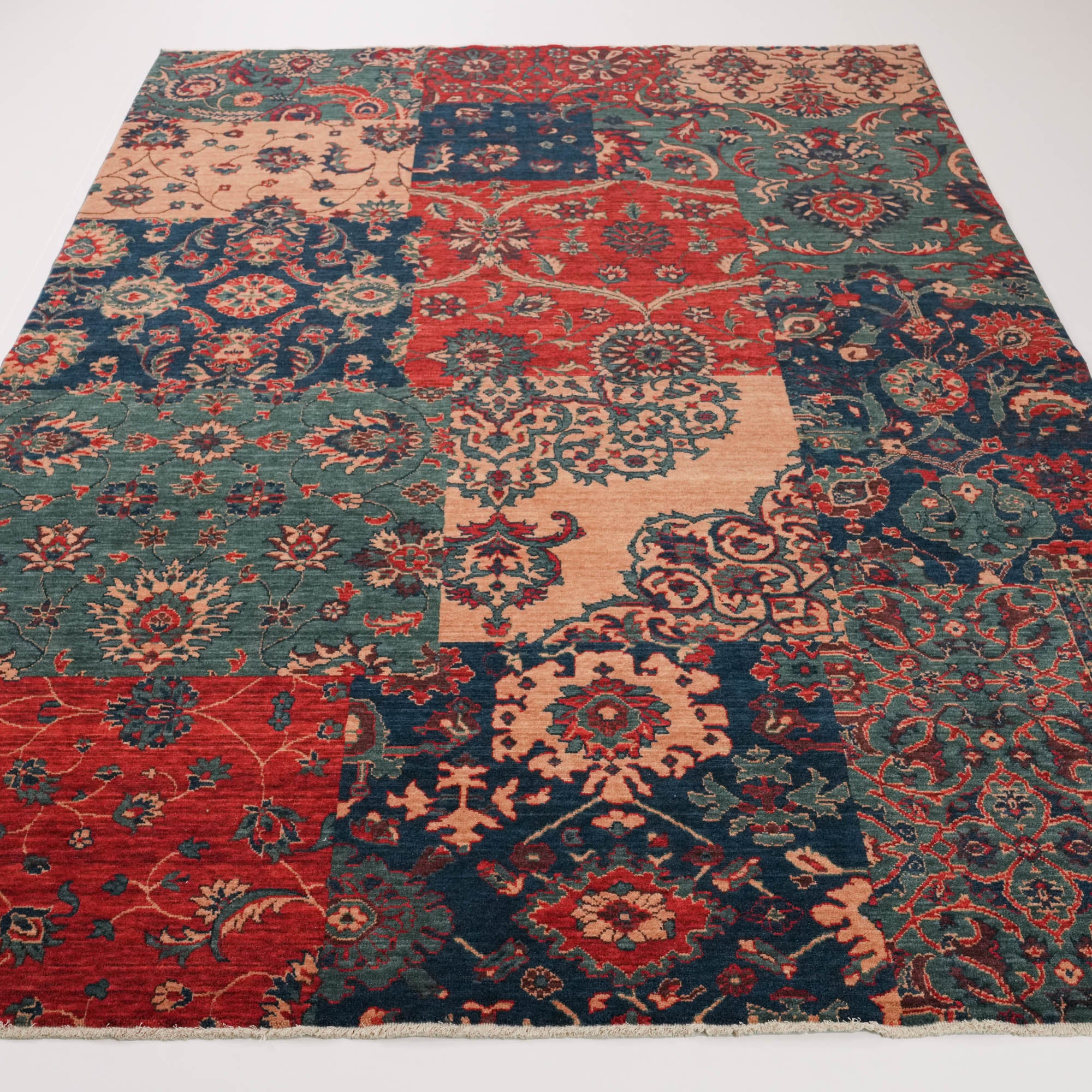 Zade Series Patchwork Patterned Colorful Wool Loom Woven Rug