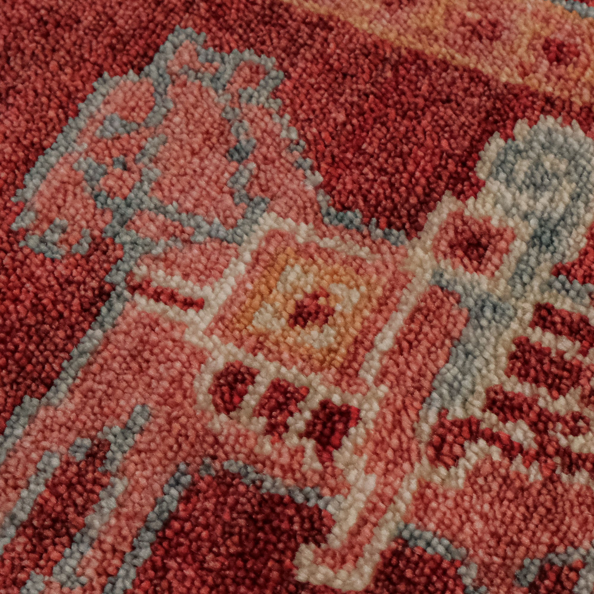 Zade Serisi Pazırık Desenli Kırmızı Tezgah Dokuma Doğal Halı