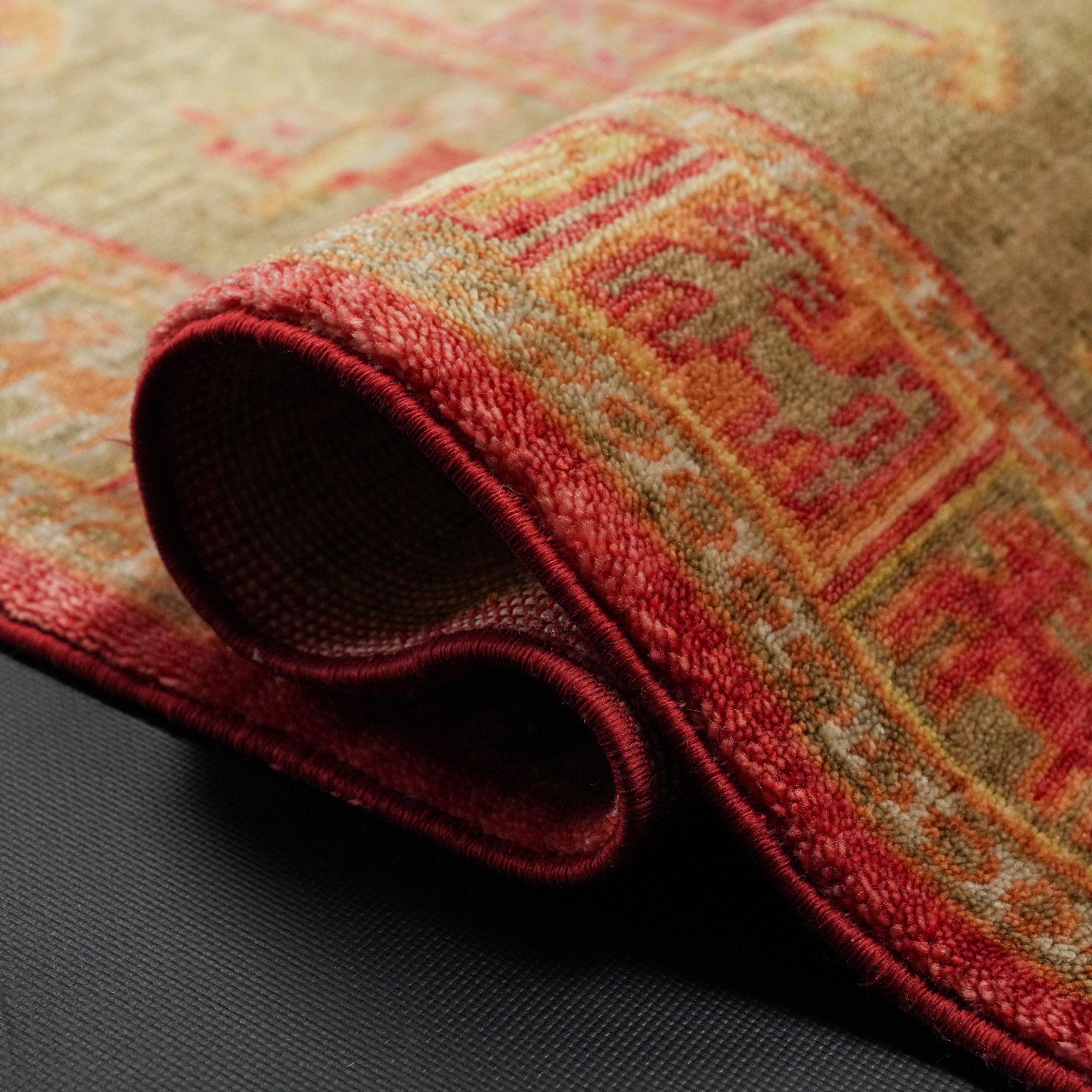 Zade Series Pazyryk Patterned Red Loom Woven Natural Carpet