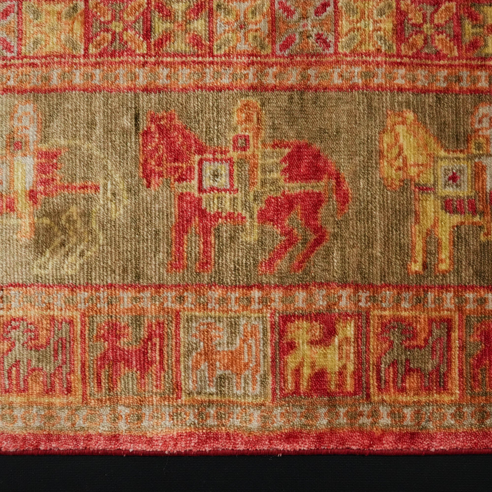 Zade Series Pazyryk Patterned Red Loom Woven Natural Carpet