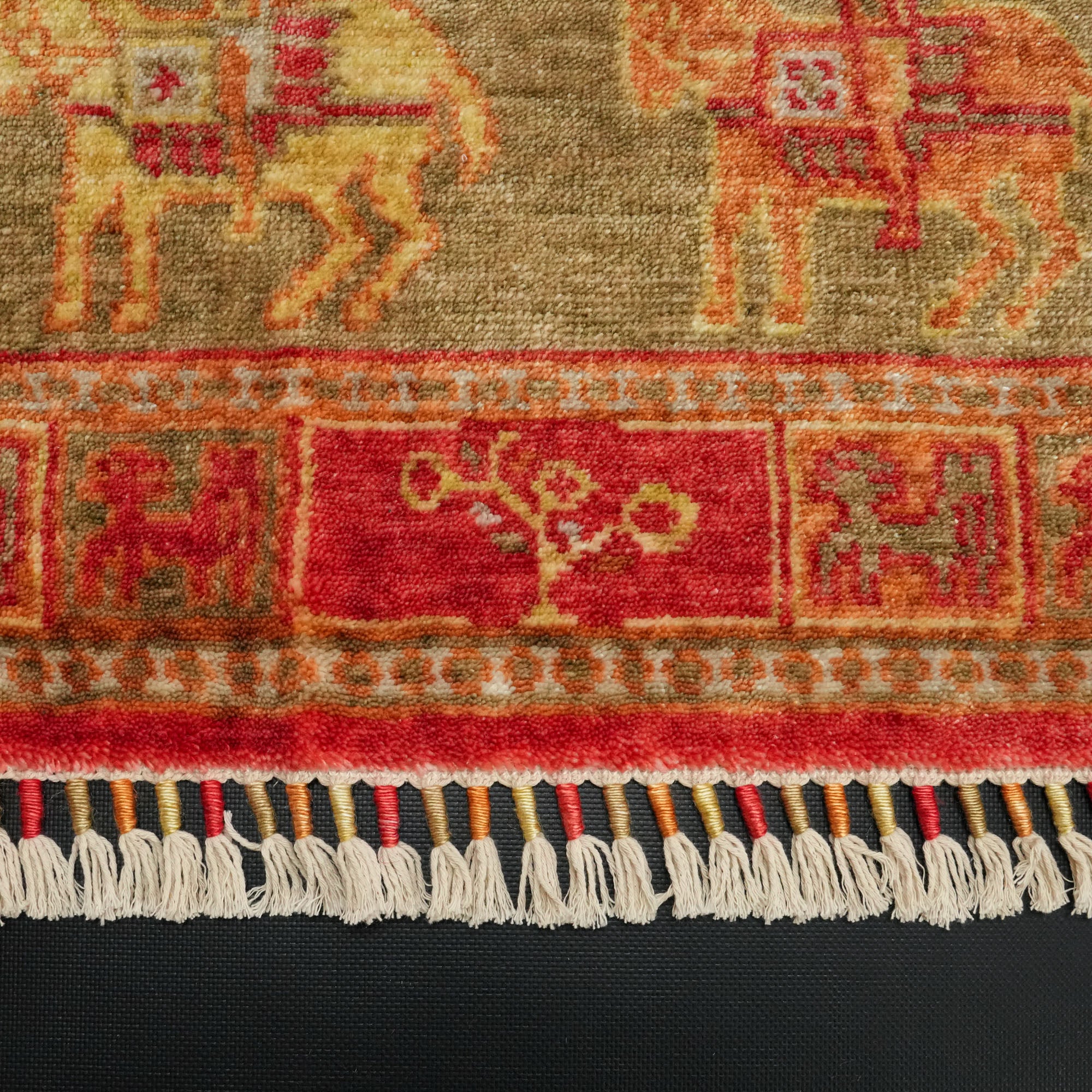 Zade Series Pazyryk Patterned Red Loom Woven Natural Carpet