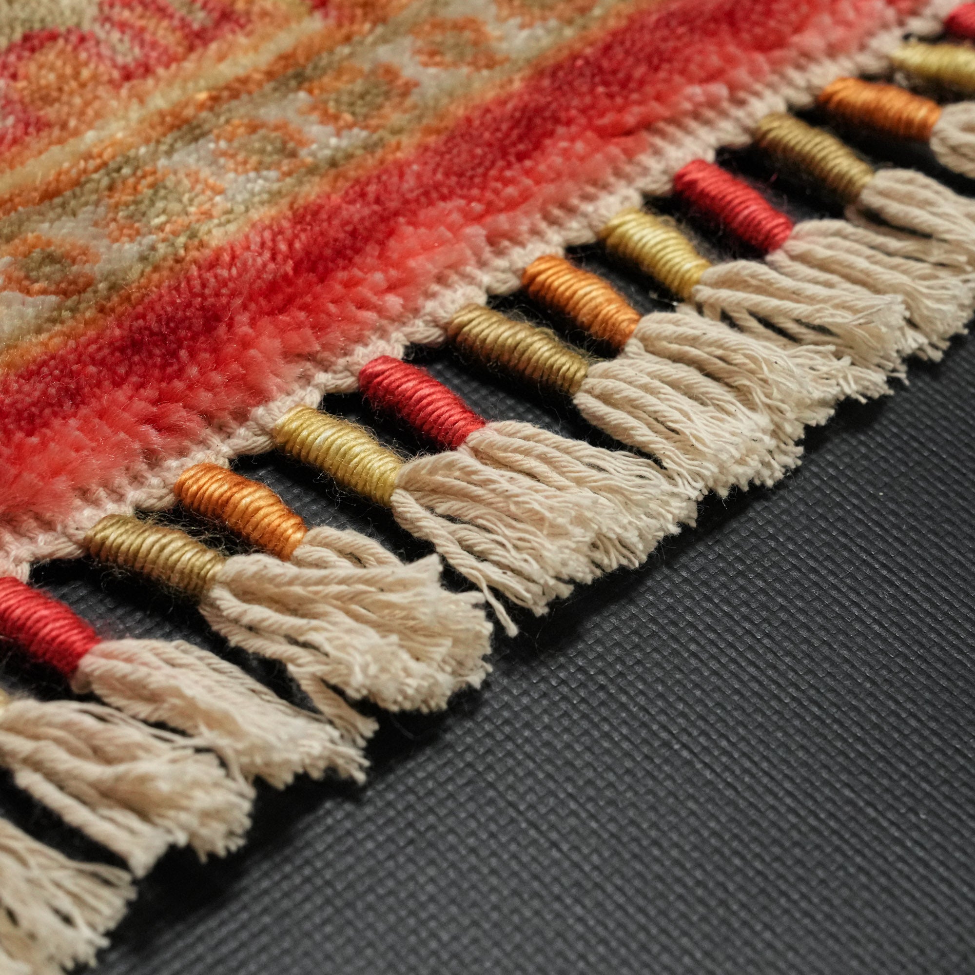 Zade Series Pazyryk Patterned Red Loom Woven Natural Carpet