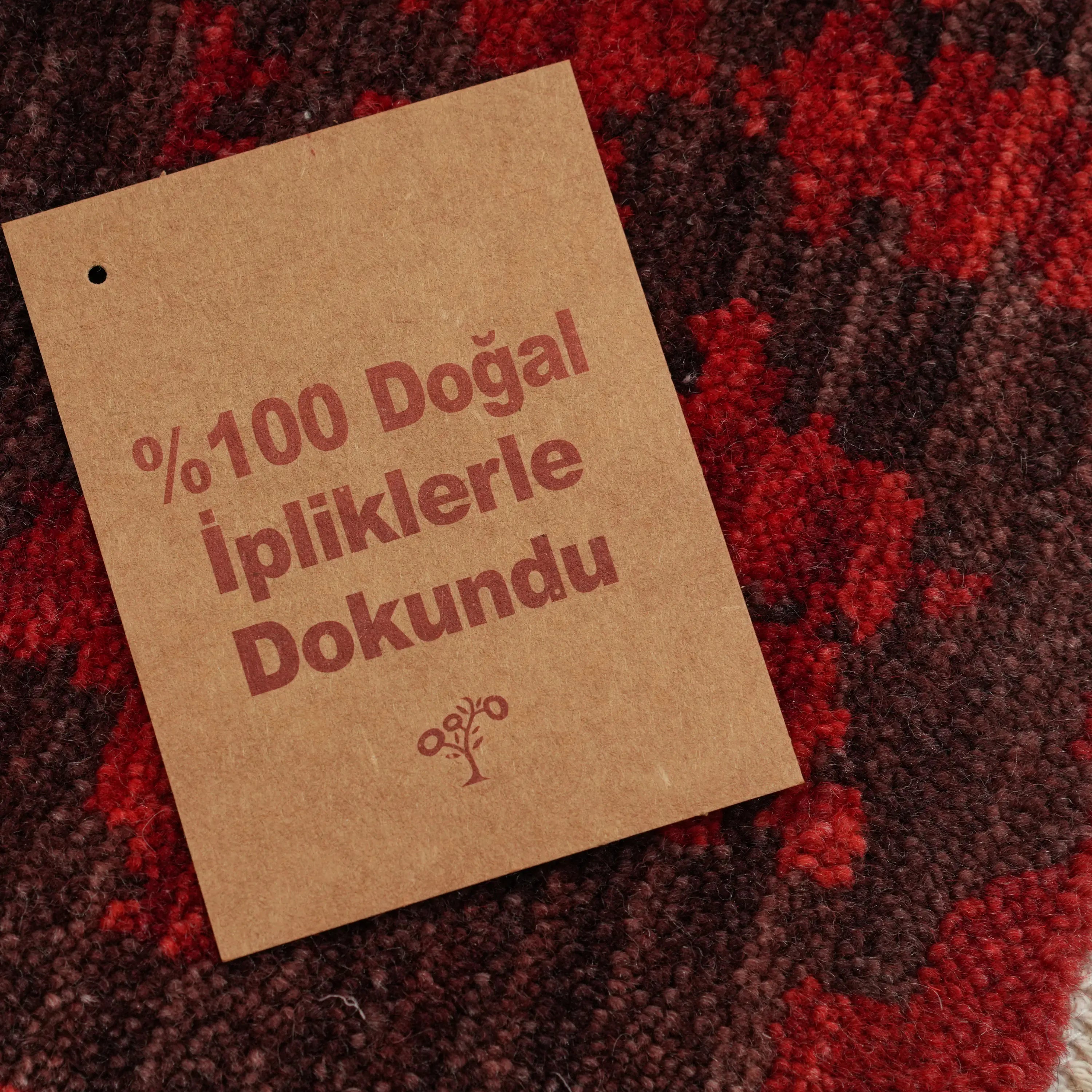 Zima Series Abstract Patterned Red Wool Loom Woven Rug