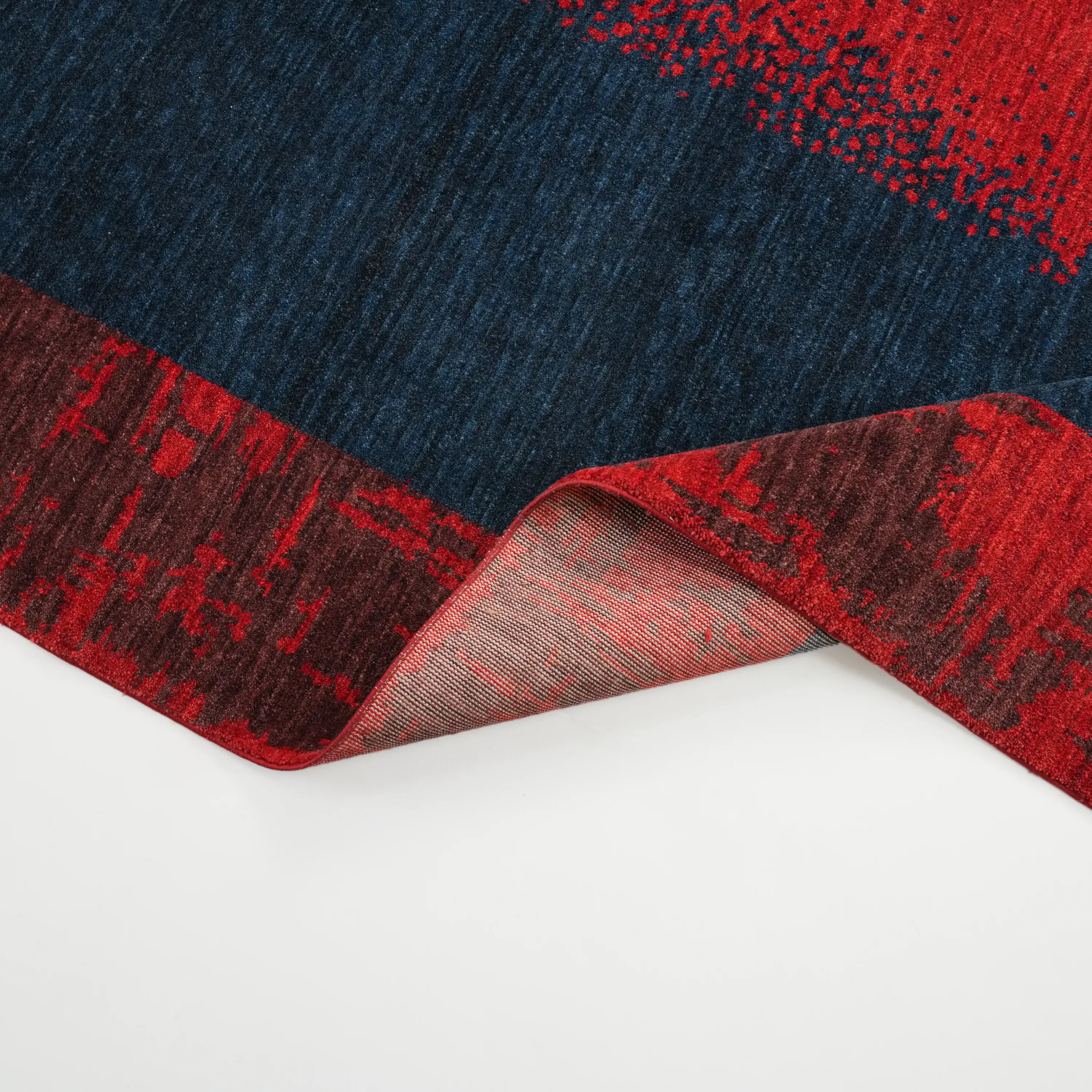 Zima Series Abstract Patterned Wool Red Loom Woven Rug