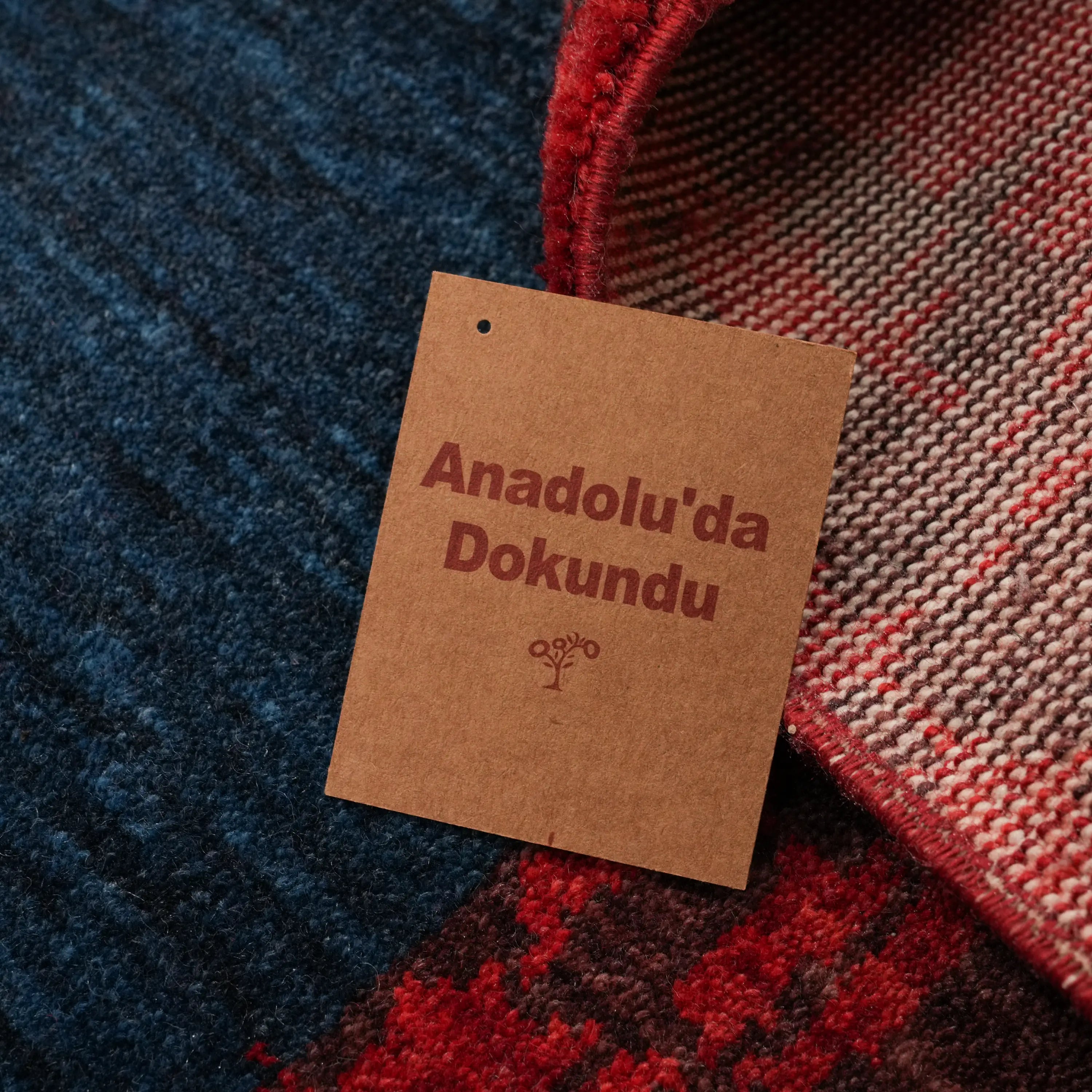 Zima Series Abstract Patterned Wool Red Loom Woven Rug