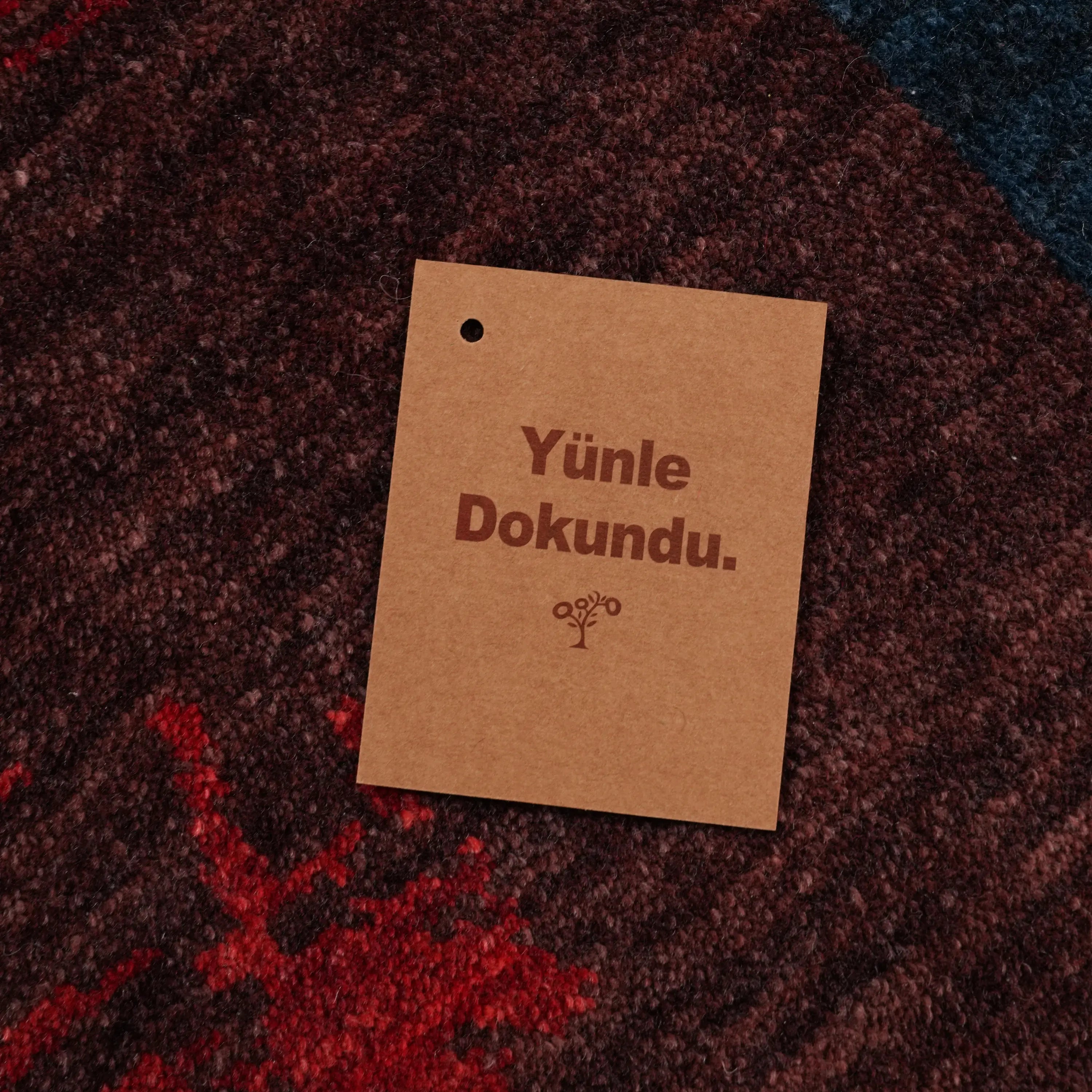 Zima Series Abstract Patterned Wool Red Loom Woven Rug