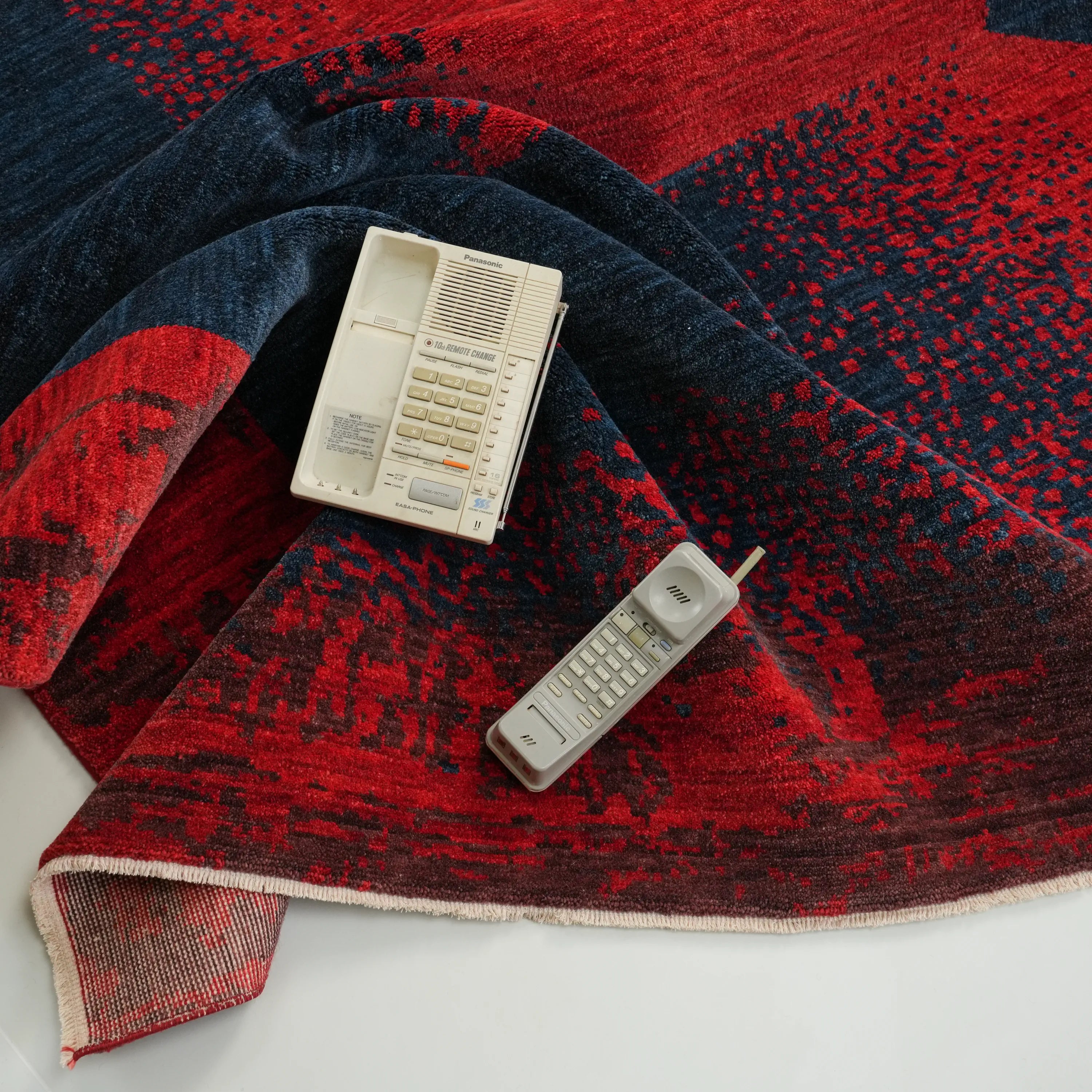 Zima Series Abstract Patterned Wool Red Loom Woven Rug