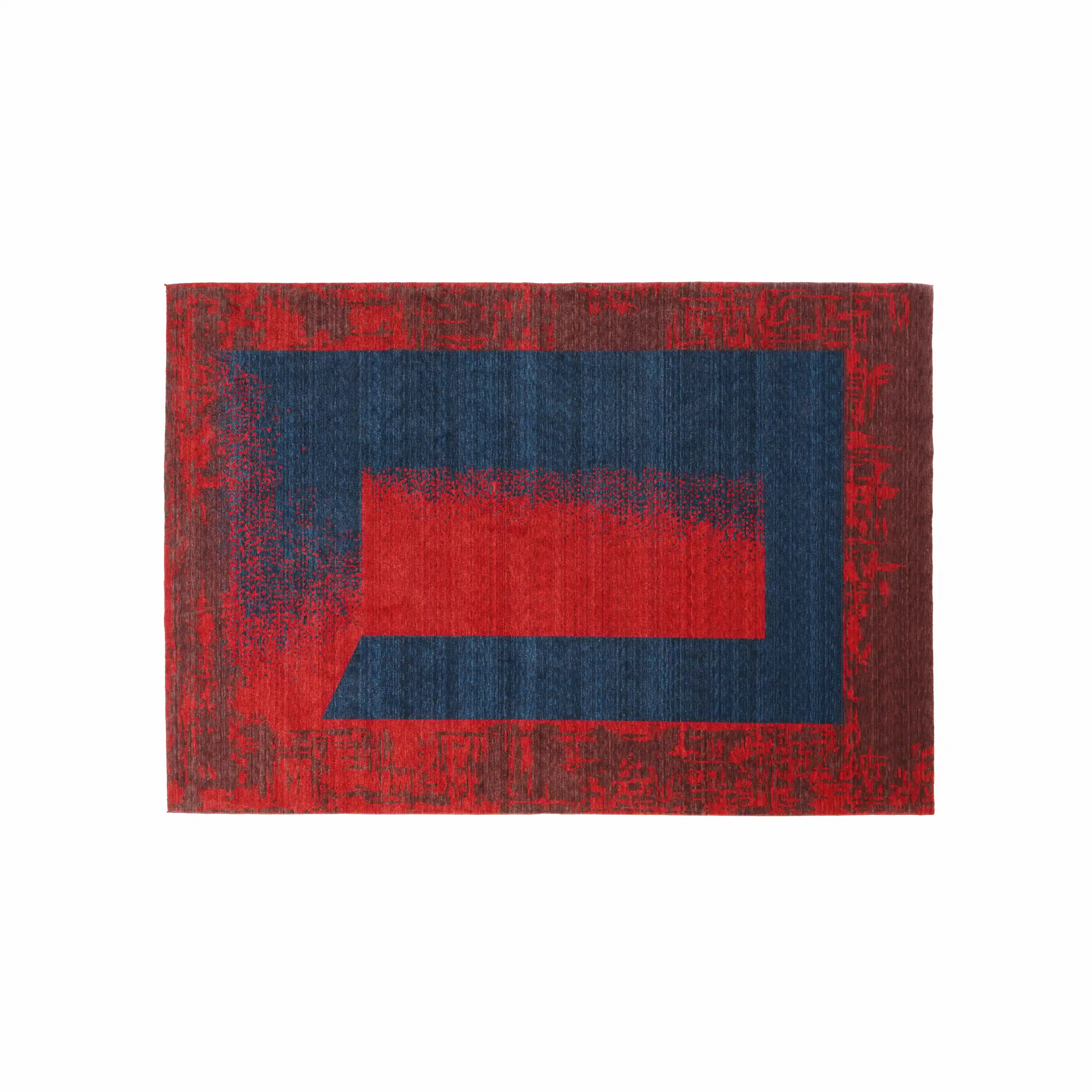 Zima Series Abstract Patterned Wool Red Loom Woven Rug