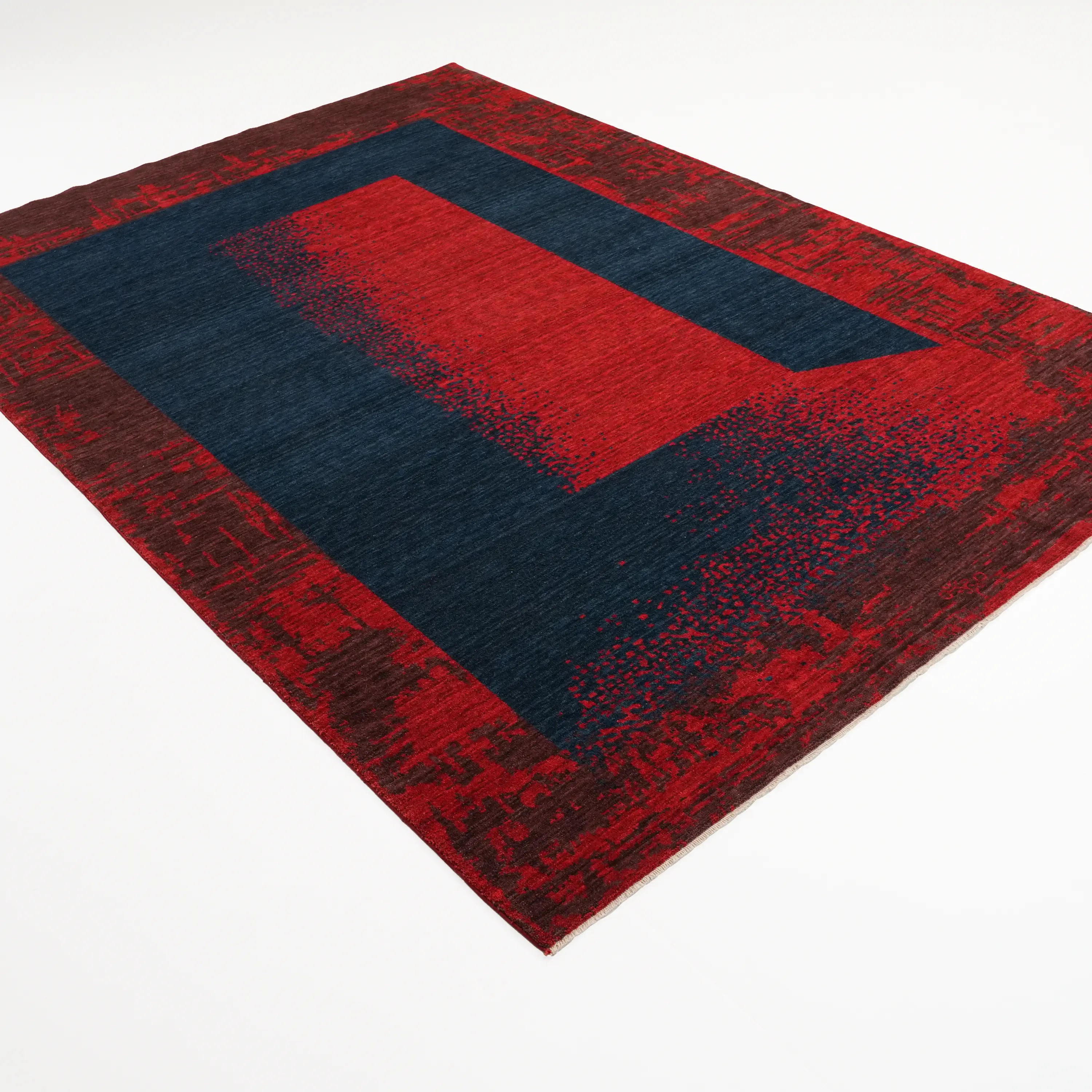 Zima Series Abstract Patterned Wool Red Loom Woven Rug