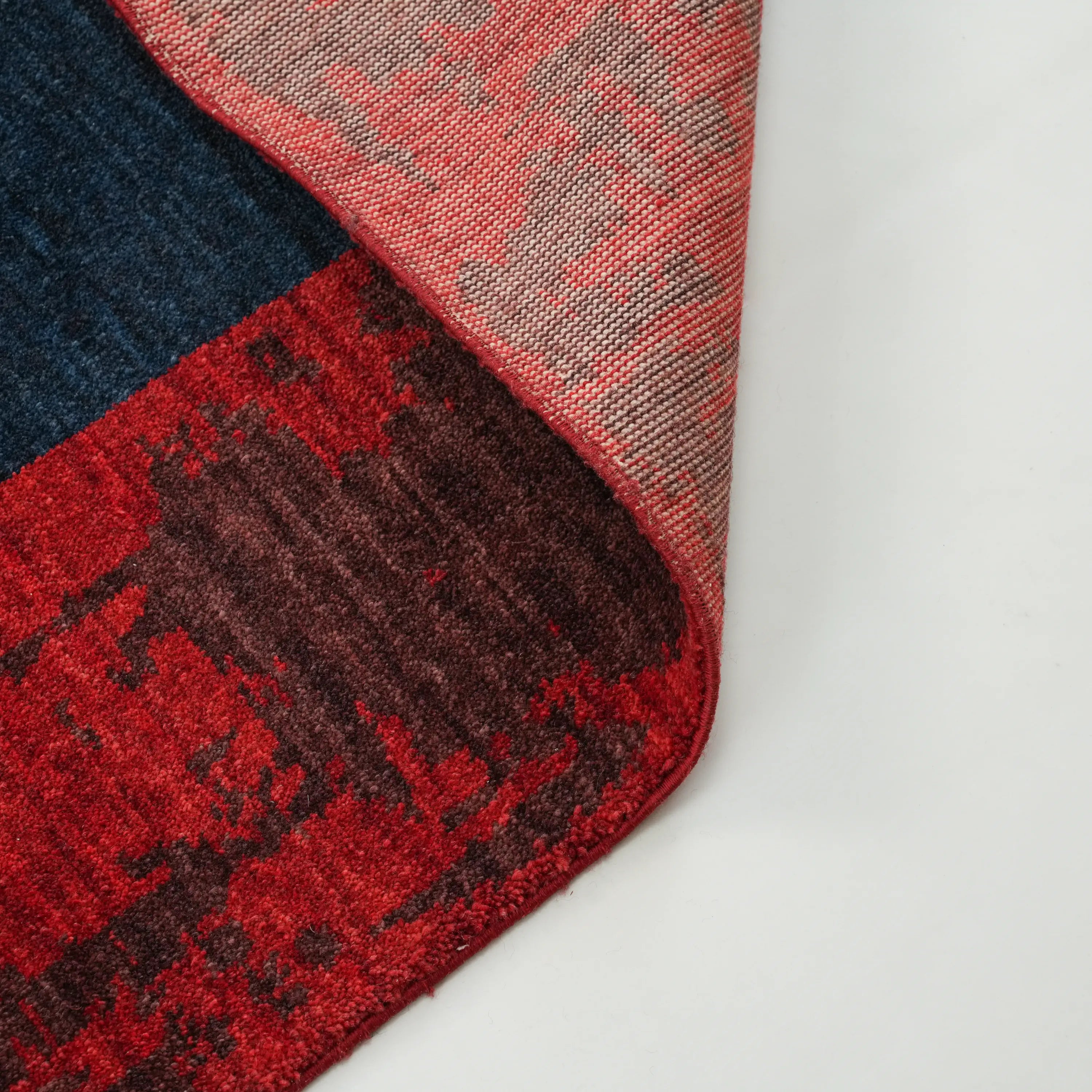 Zima Series Abstract Patterned Wool Red Loom Woven Rug