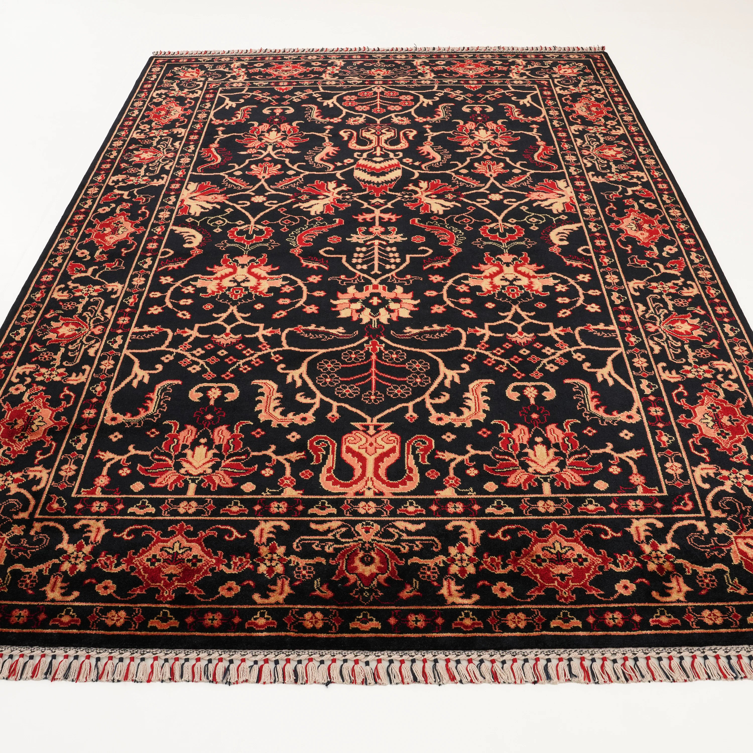 Zade Series Uşak Patterned Natural Navy Loom Woven Rug