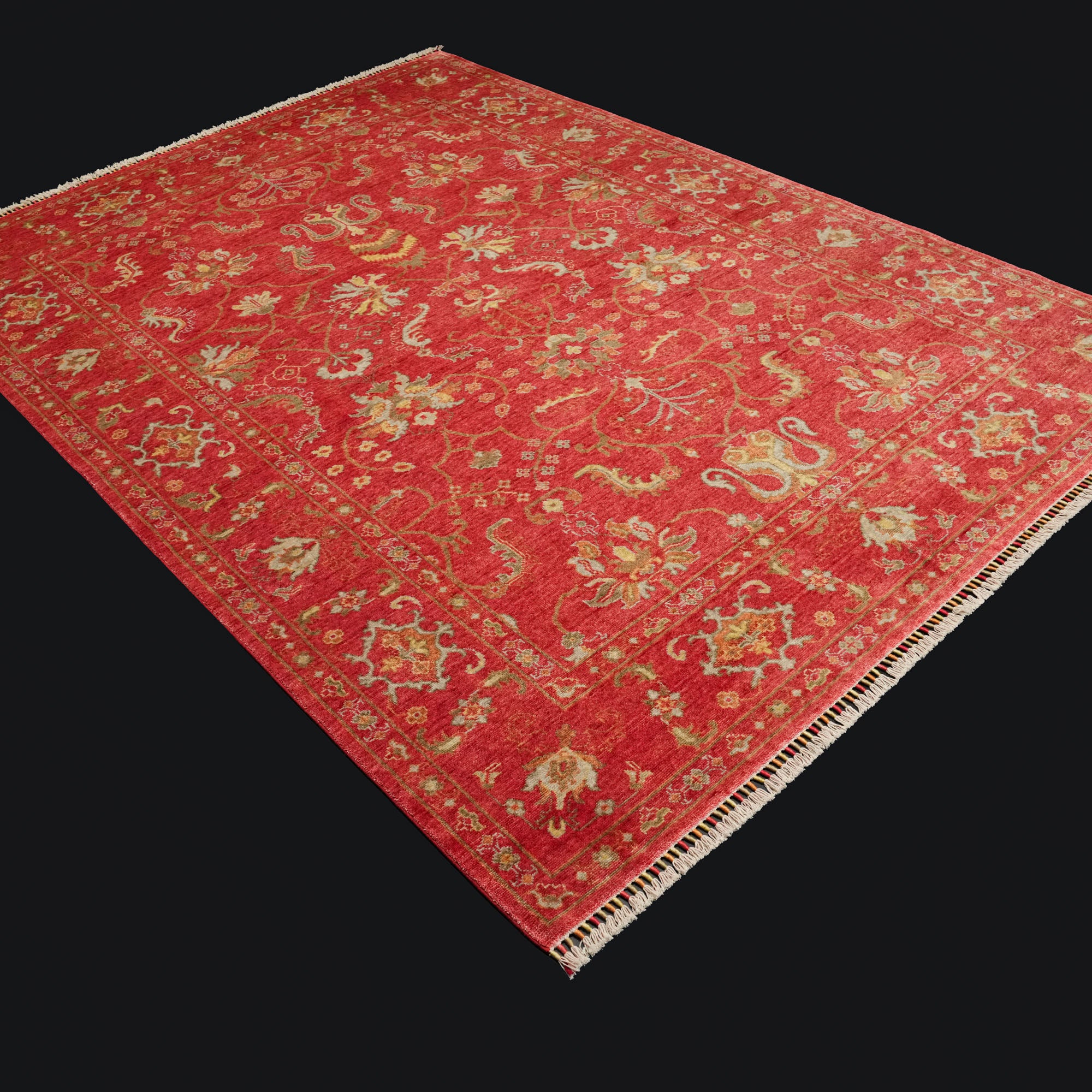 Zade Series Uşak Patterned Red Loom Woven Natural Carpet