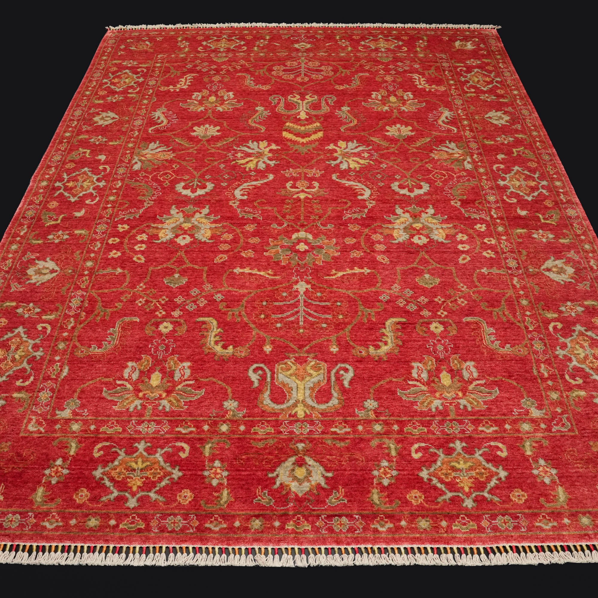 Zade Series Uşak Patterned Red Loom Woven Natural Carpet