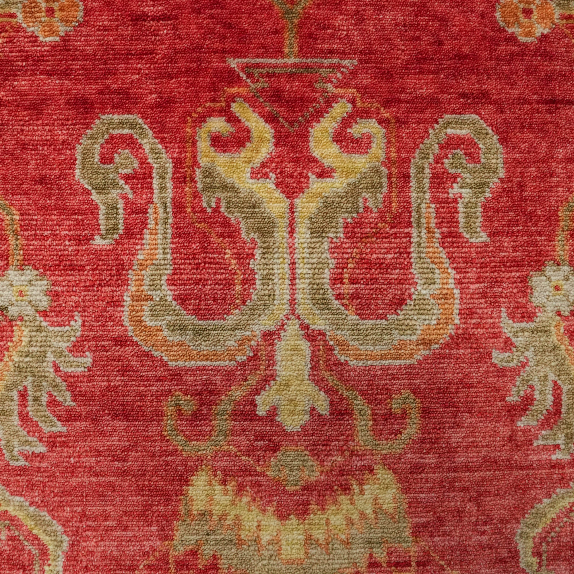 Zade Series Uşak Patterned Red Loom Woven Natural Carpet
