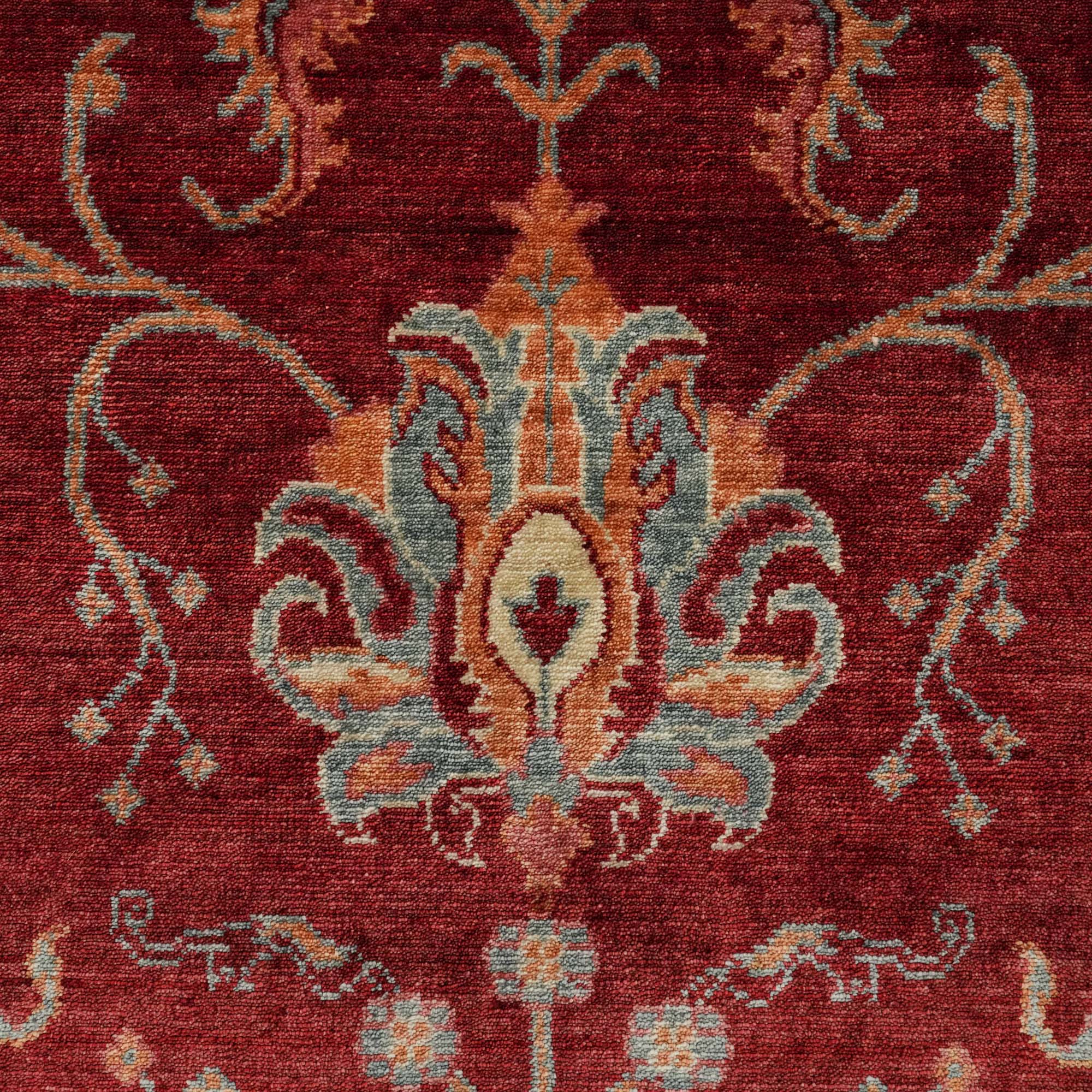 Zade Series Uşak Patterned Red Loom Woven Natural Carpet
