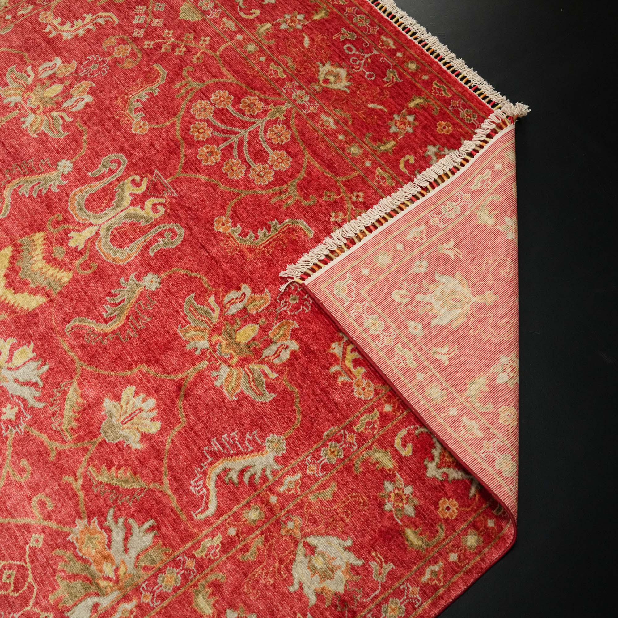 Zade Series Uşak Patterned Red Loom Woven Natural Carpet