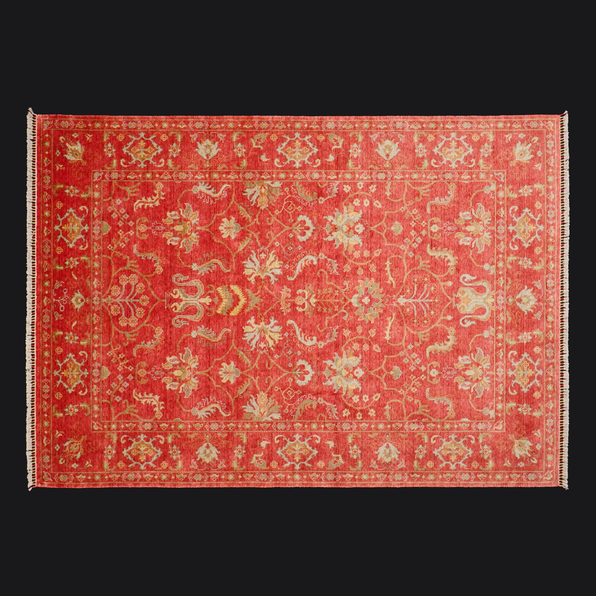 Zade Series Uşak Patterned Red Loom Woven Natural Carpet