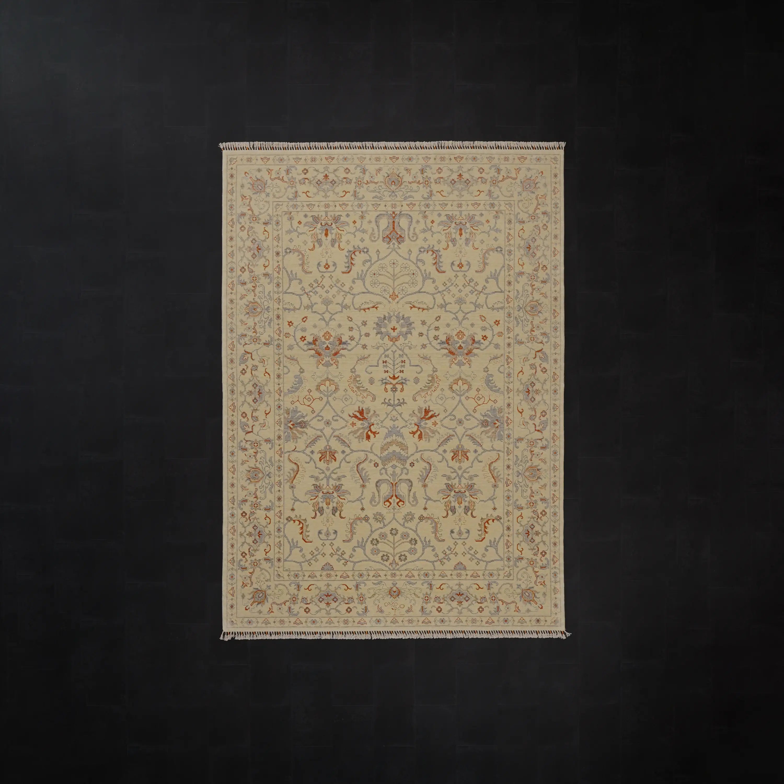 Zade Series Uşak Patterned Cream Loom-Woven Natural Rug
