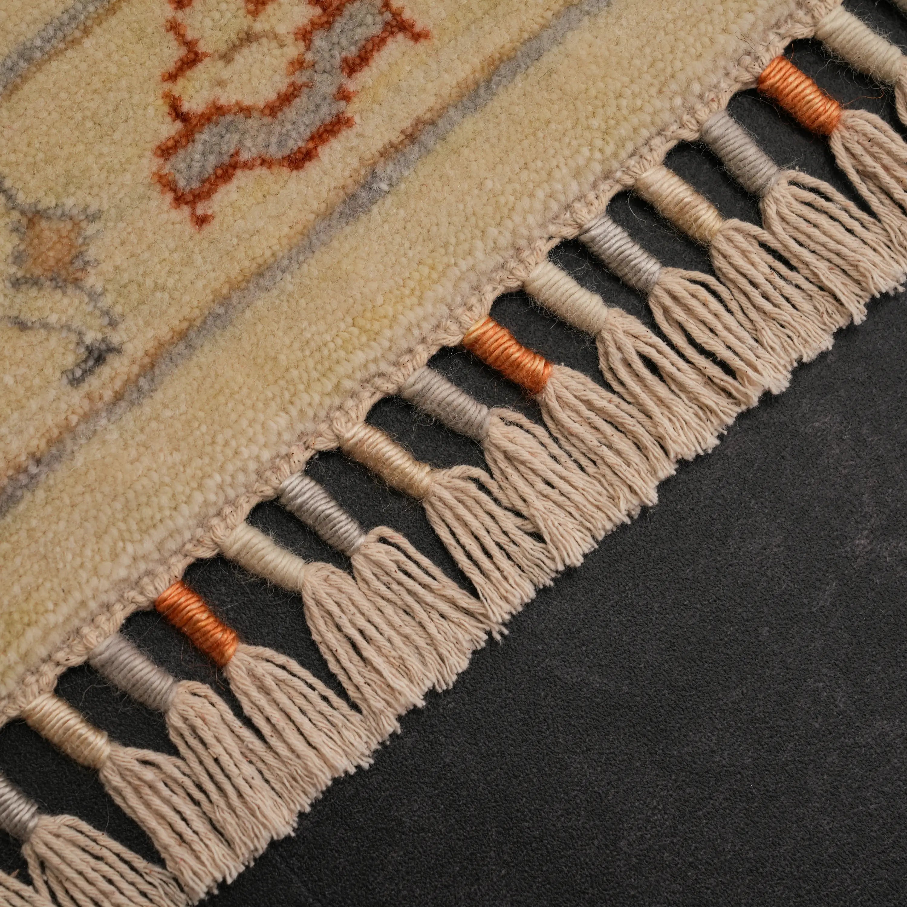 Zade Series Uşak Patterned Cream Loom-Woven Natural Rug