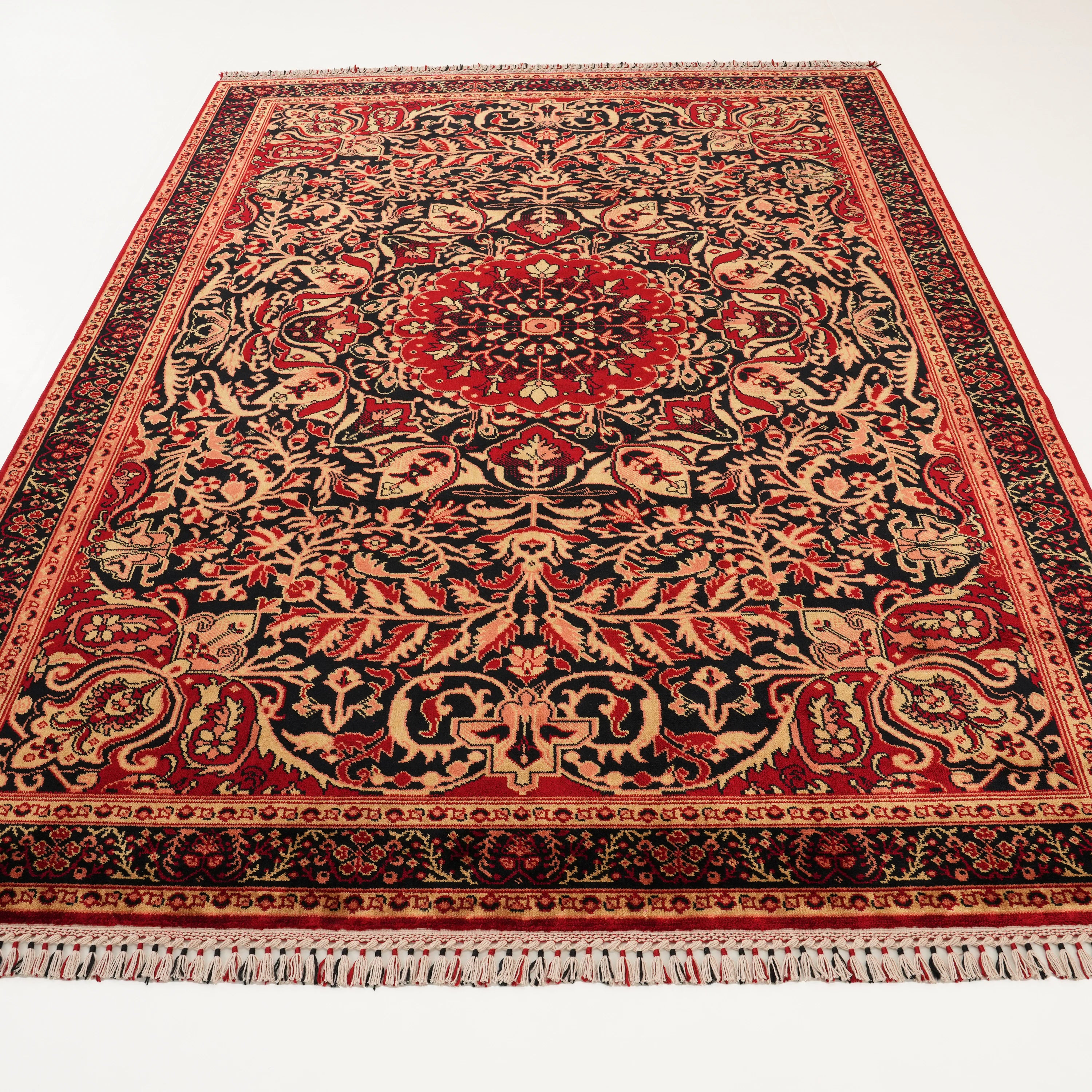 Zade Series Uşak Patterned Navy Natural Loom Woven Rug