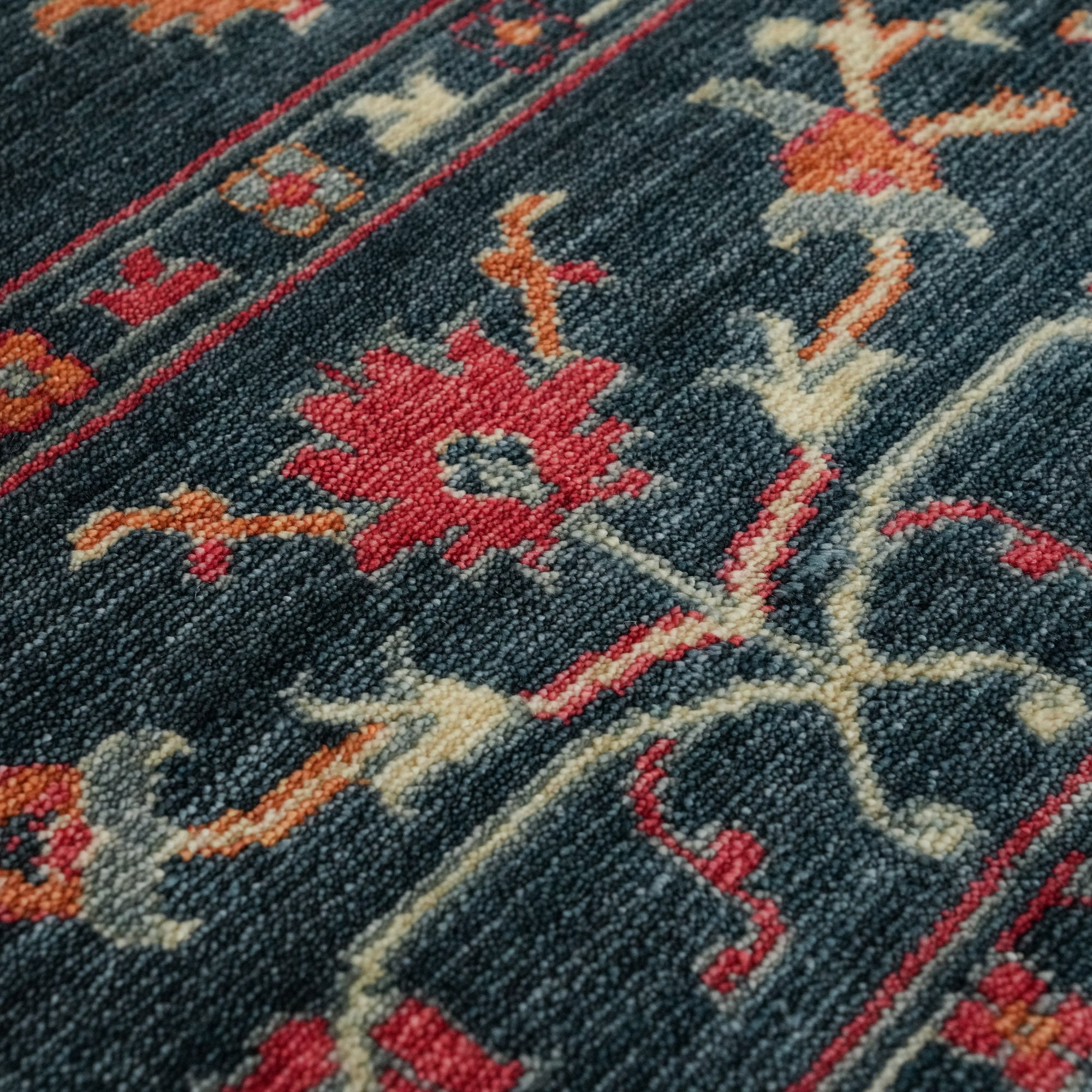 Zade Series Uşak Patterned Navy Blue Special Loom Woven Natural Carpet