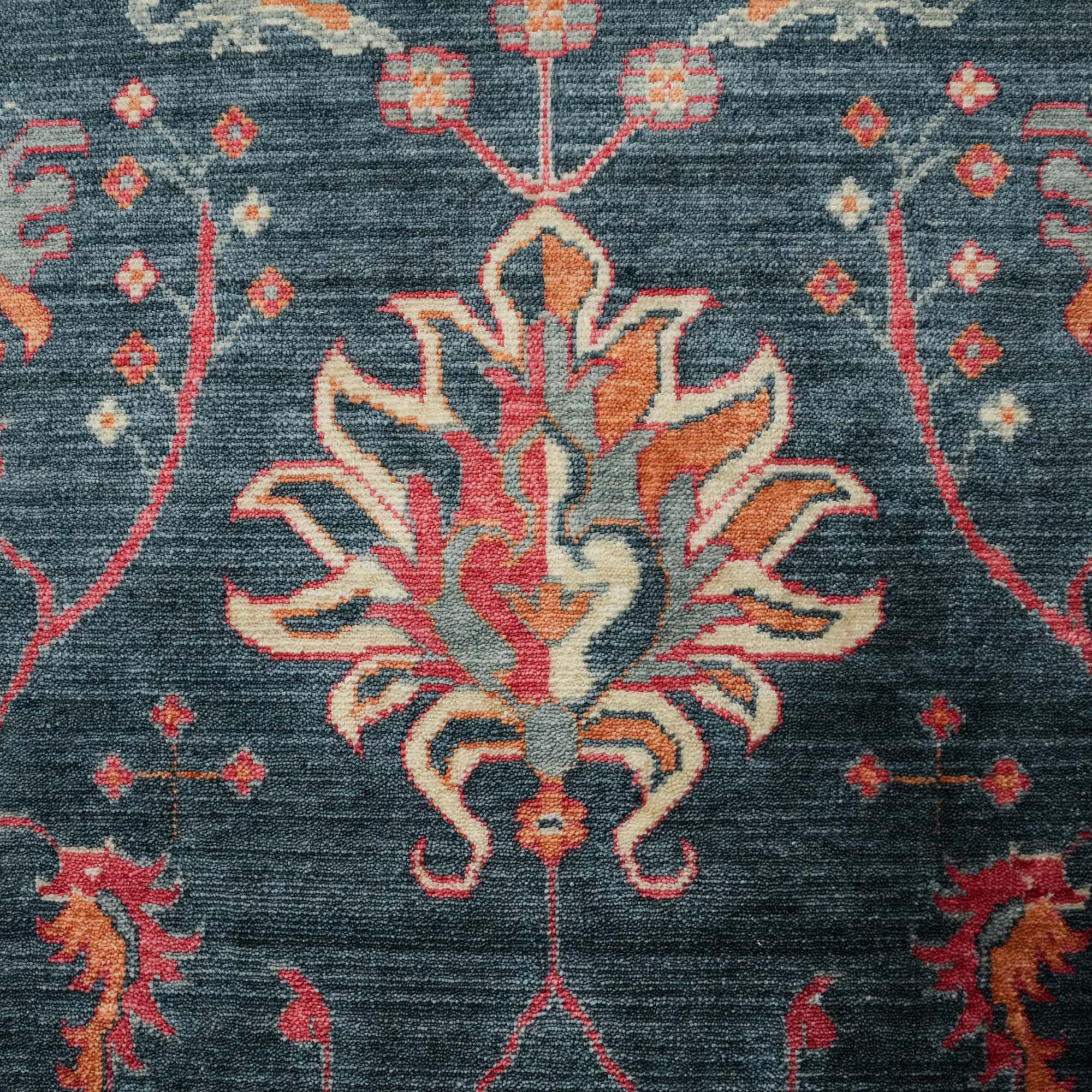 Zade Series Uşak Patterned Navy Blue Special Loom Woven Natural Carpet