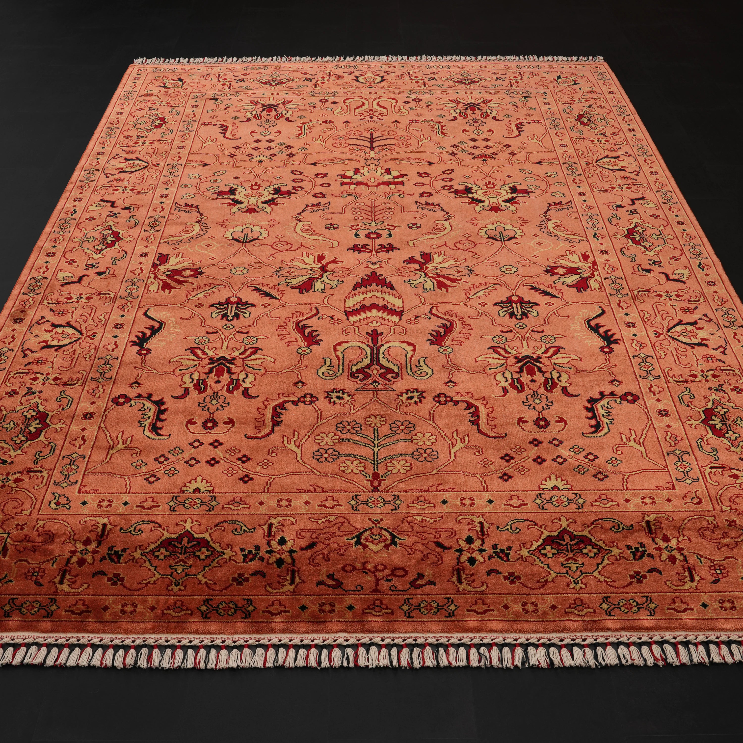 Zade Series Uşak Pattern Orange Natural Loom-Woven Rug