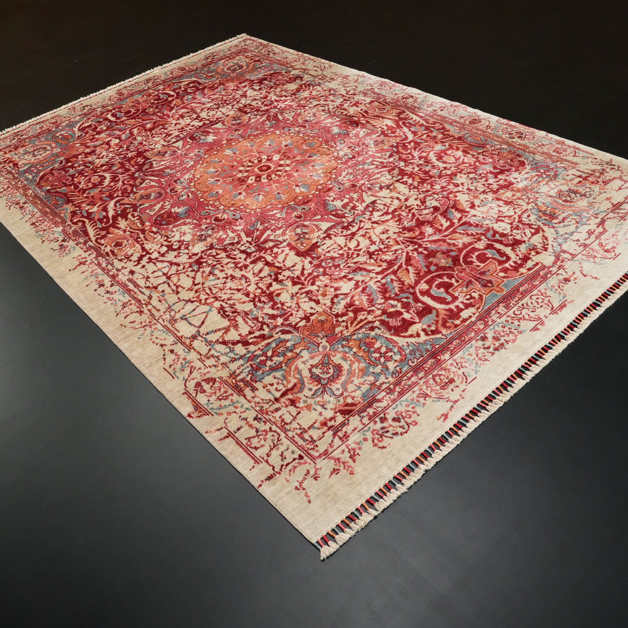 Zade Series Vintage Patterned Red Special Loom Carpet