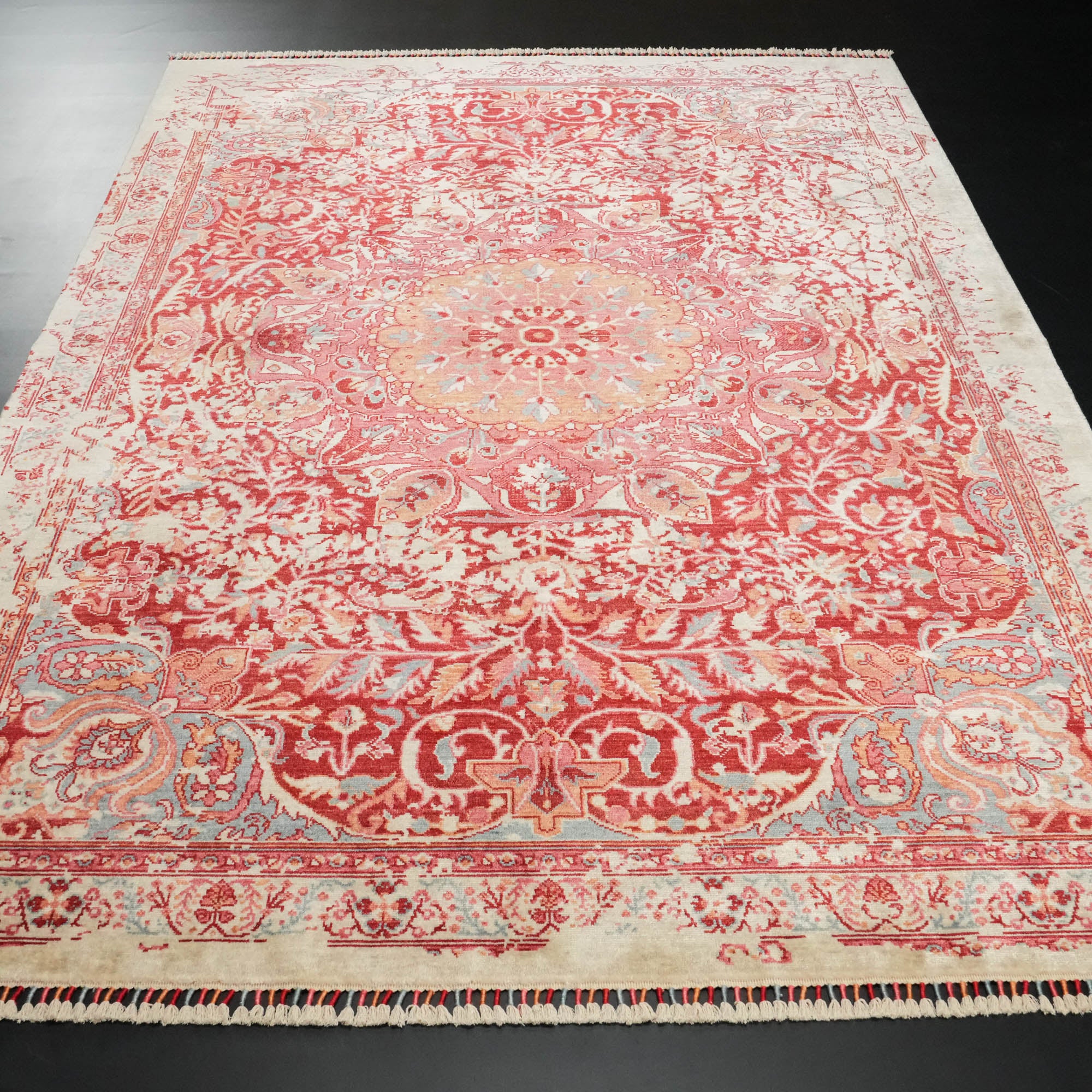 Zade Serisi Vintage Desenli Kırmızı Tezgah Dokuma Halı