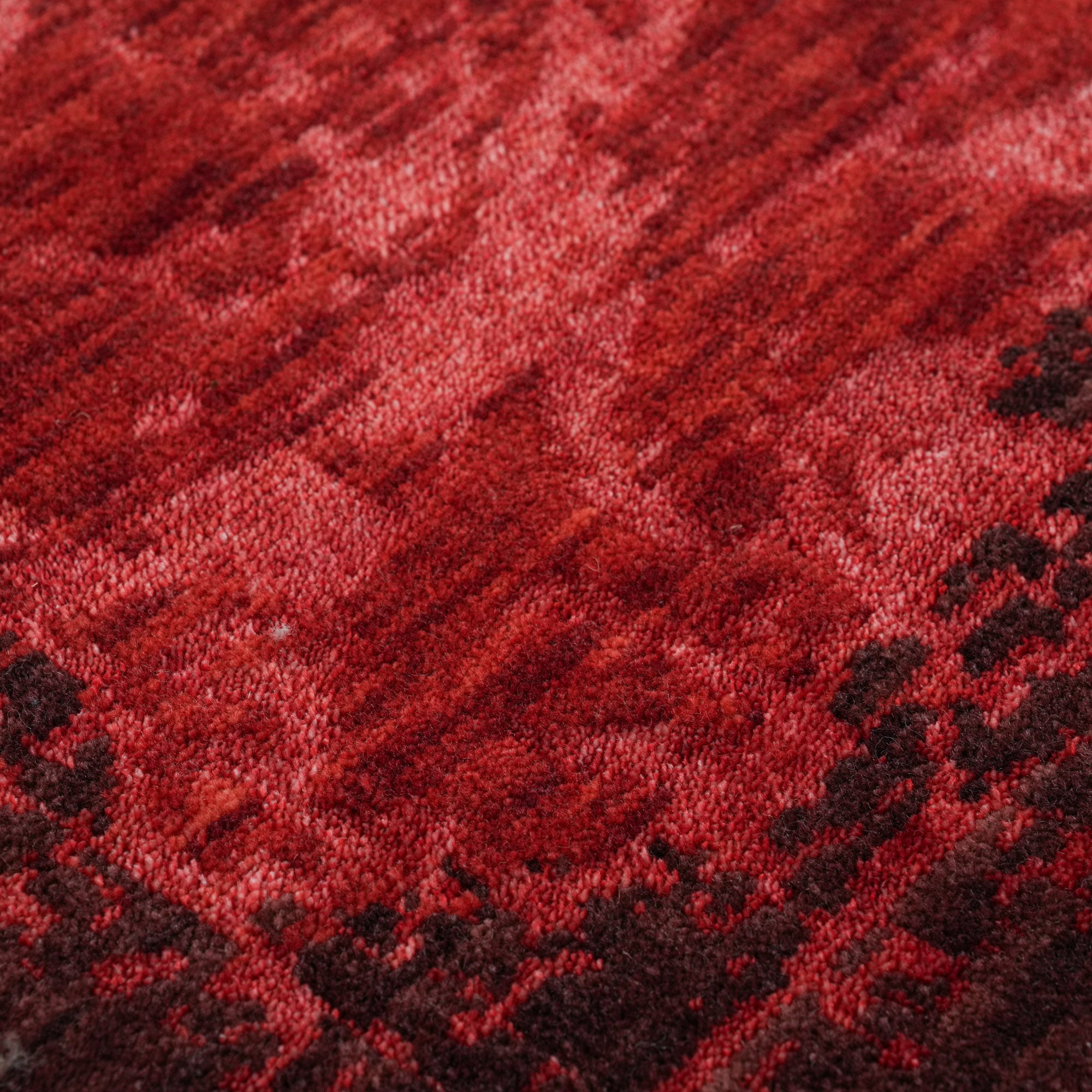 Zade Series Vintage Patterned Red Wool Loom Woven Rug