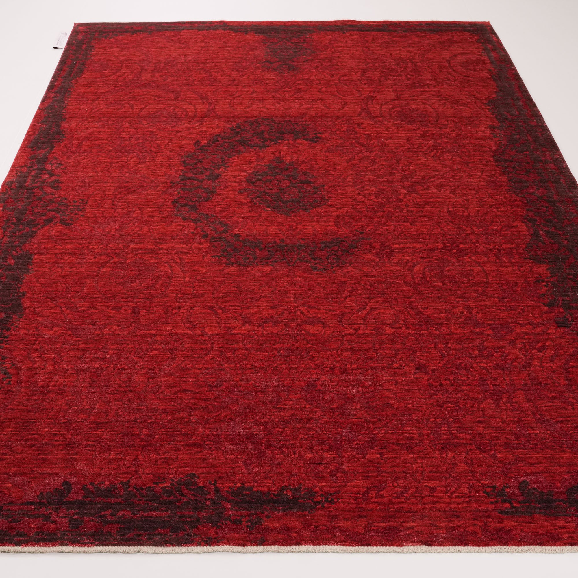 Zade Series Vintage Patterned Red Wool Loom Woven Rug