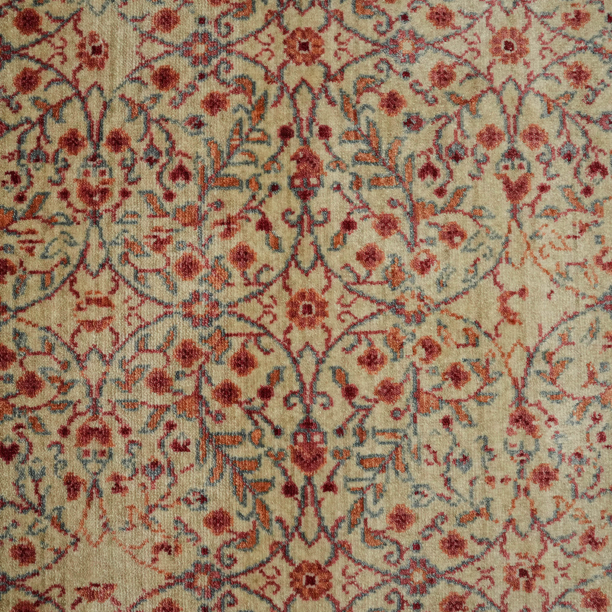 Zade Serisi Vintage Desenli Krem Tezgah Dokuma Doğal Halı