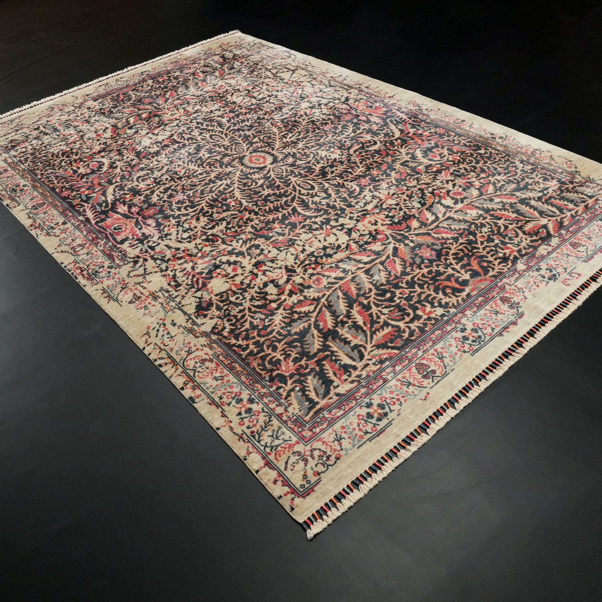 Zade Series Vintage Patterned Blue Loom Woven Rug