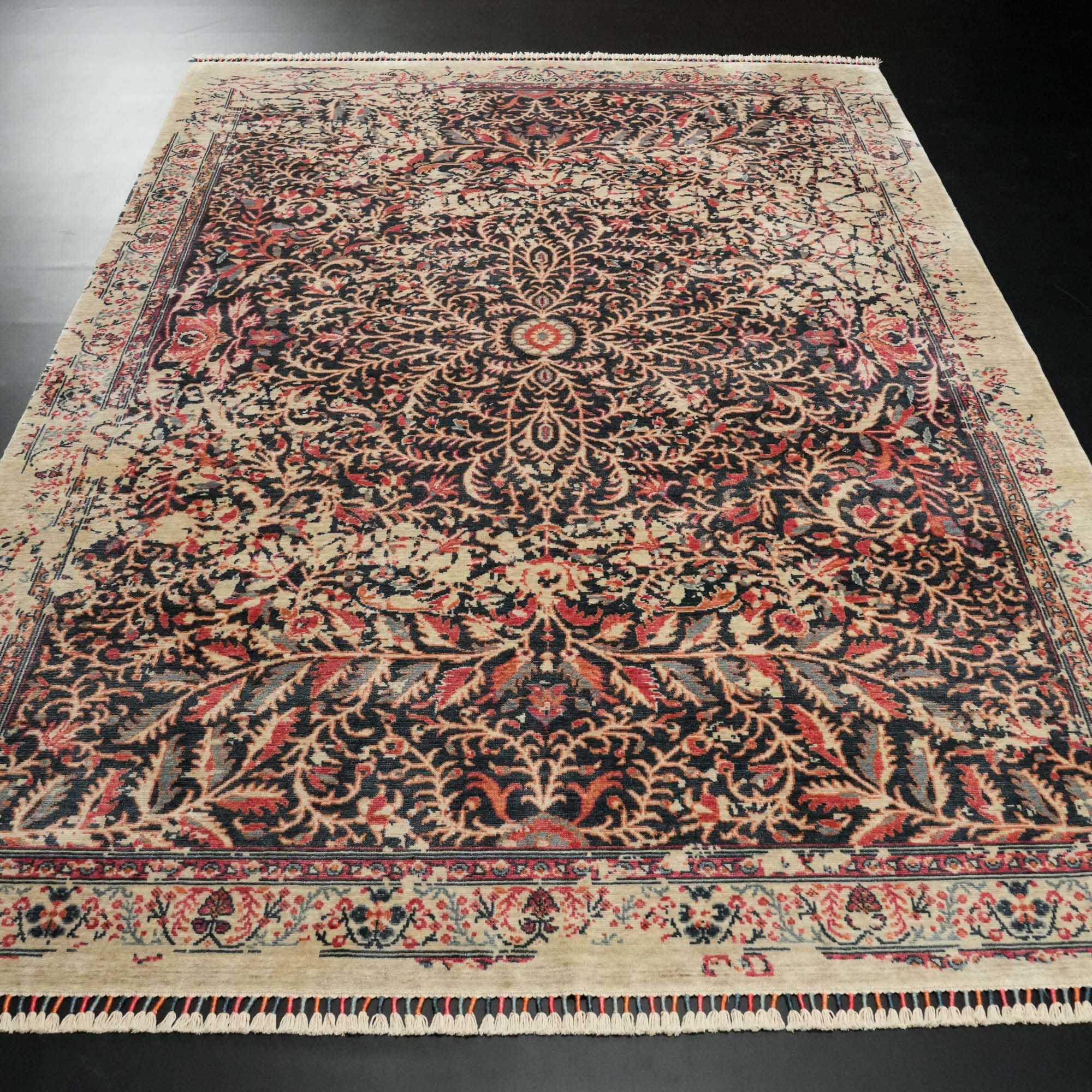 Zade Series Vintage Patterned Blue Loom Woven Rug