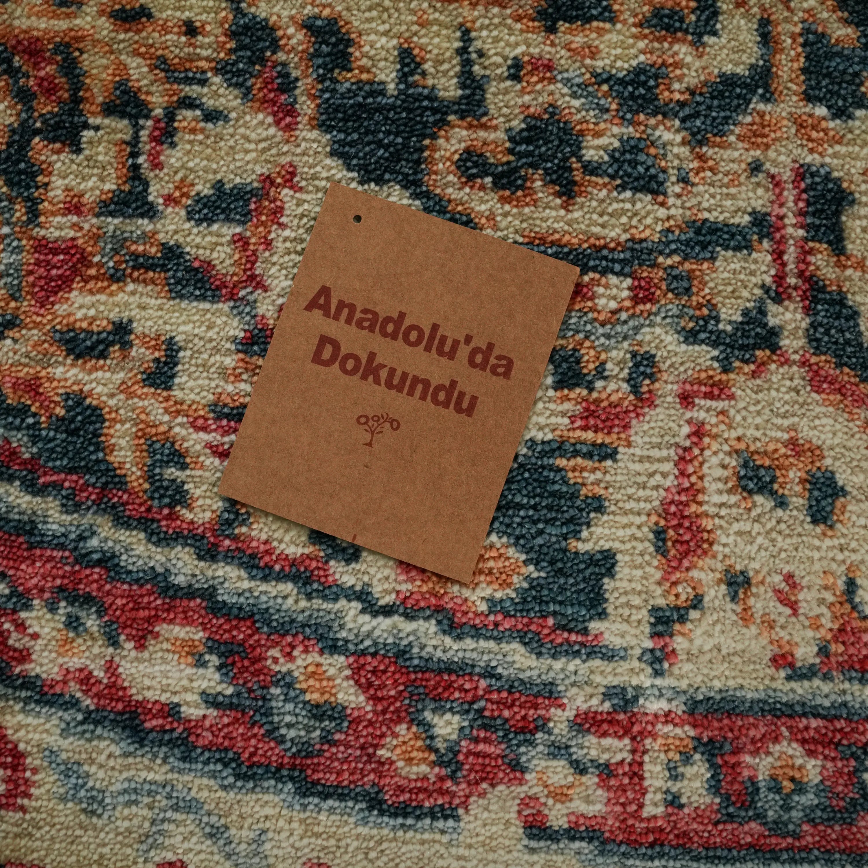 Zade Series Vintage Patterned Blue Tencel Loom Woven Rug