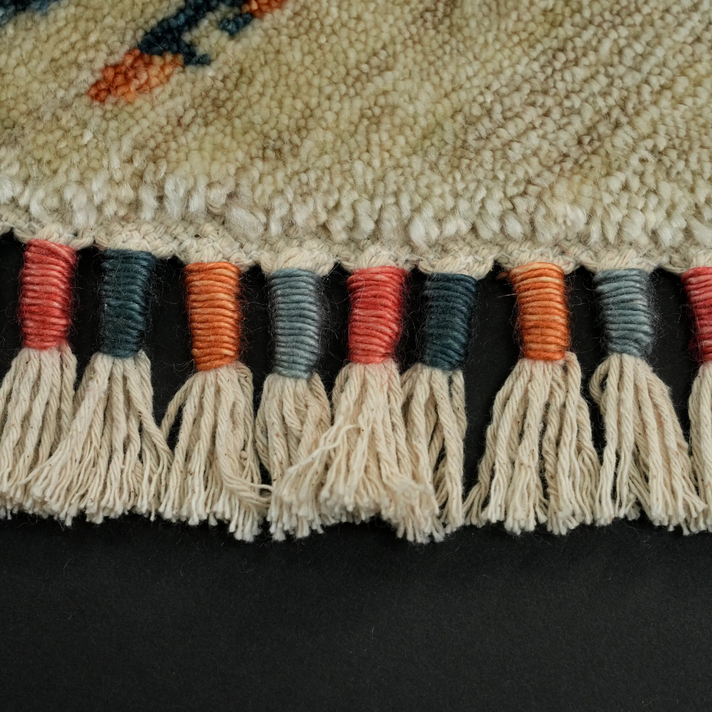 Zade Series Vintage Patterned Blue Tencel Loom Woven Rug