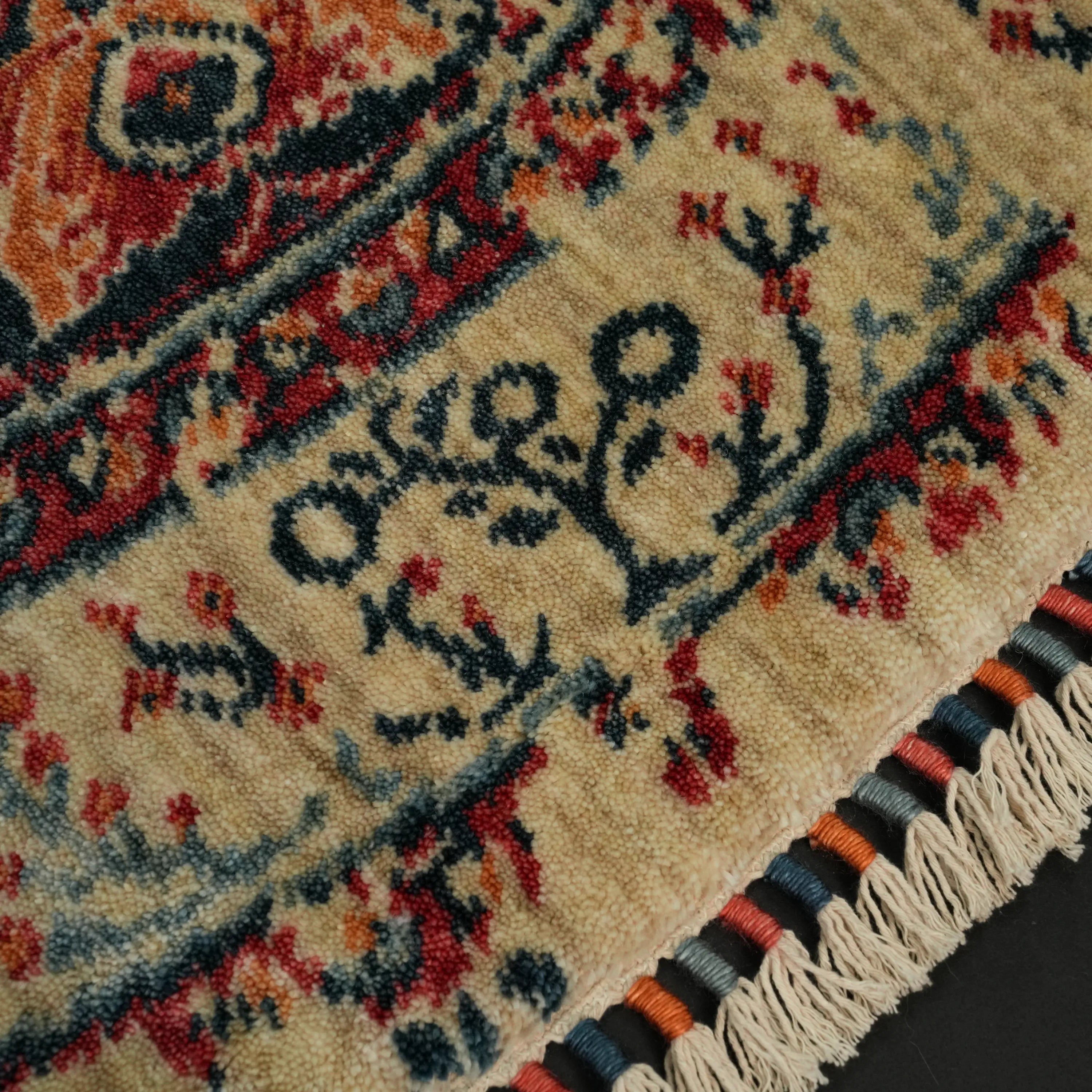 Zade Series Vintage Patterned Blue Tencel Loom Woven Rug