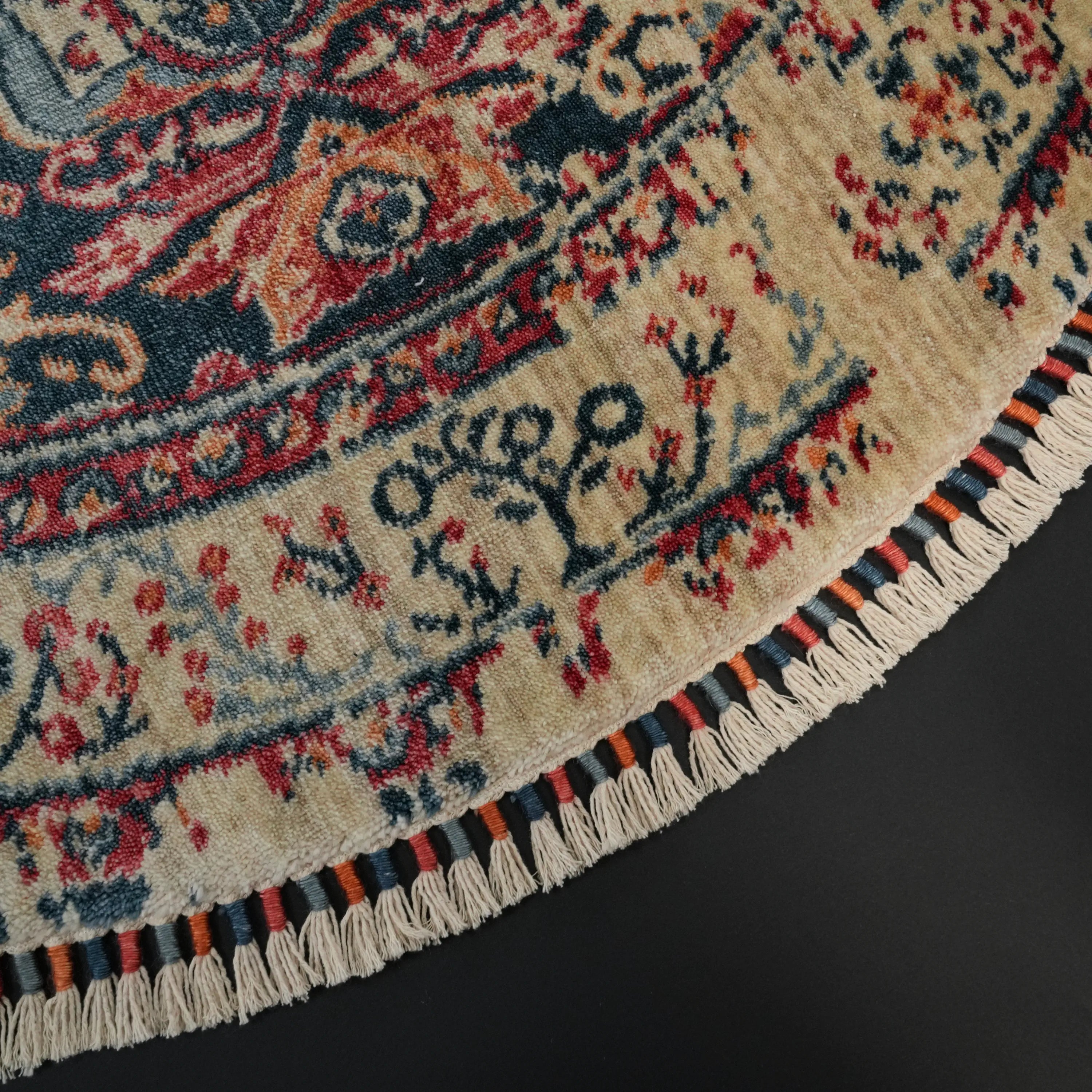 Zade Serisi Vintage Desenli Rengarenk Tencel Tezgah Dokuma Halı