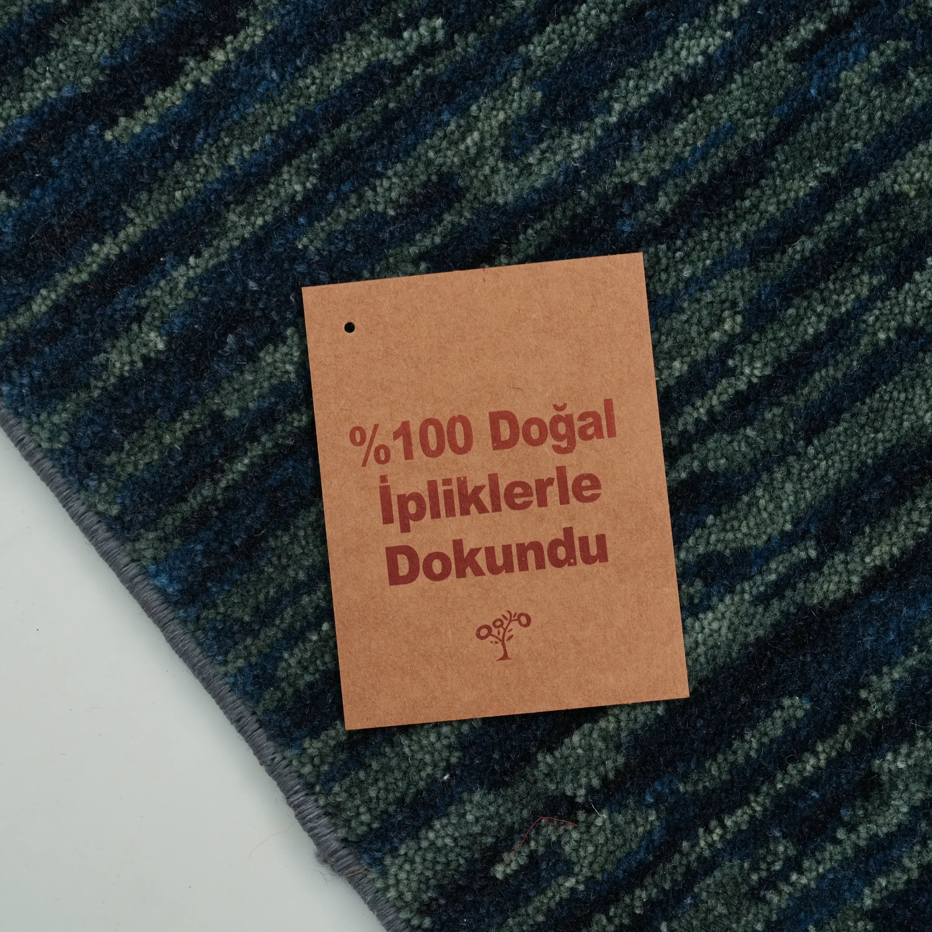 Zade Series Wool Navy Blue Loom Woven Rug Prayer Mat