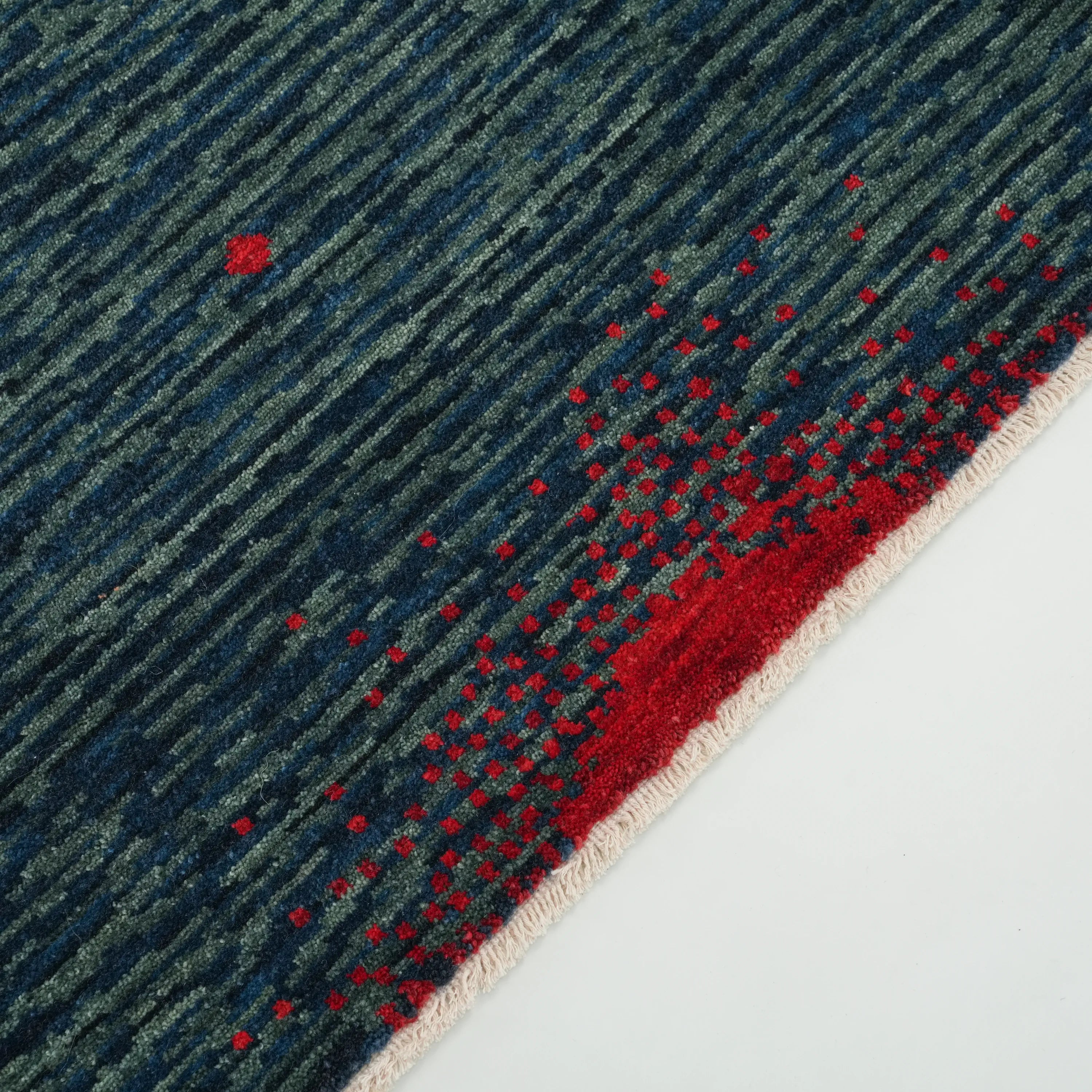 Zade Series Wool Navy Blue Loom Woven Rug Prayer Mat